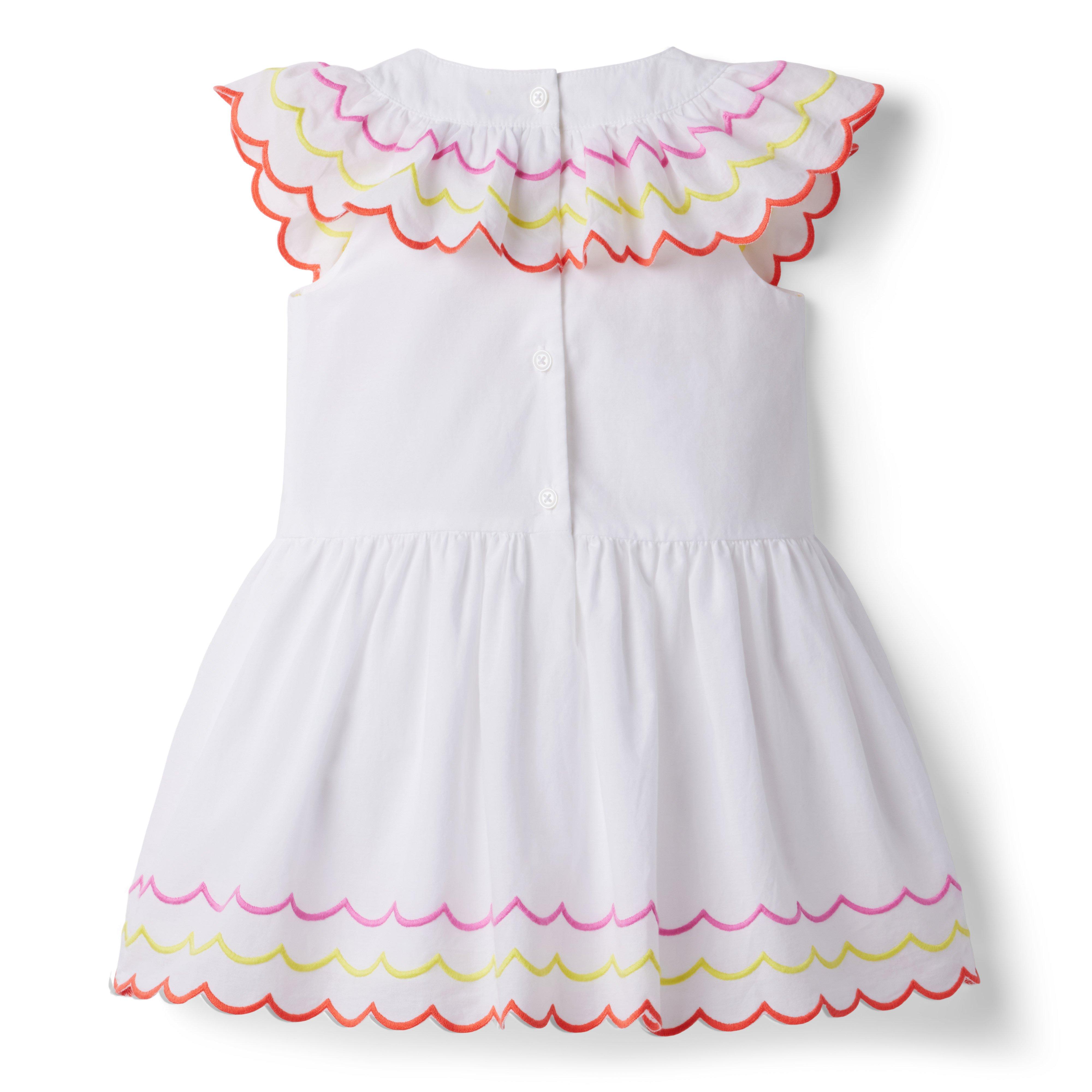 Embroidered Scalloped Ruffle Dress image number 2