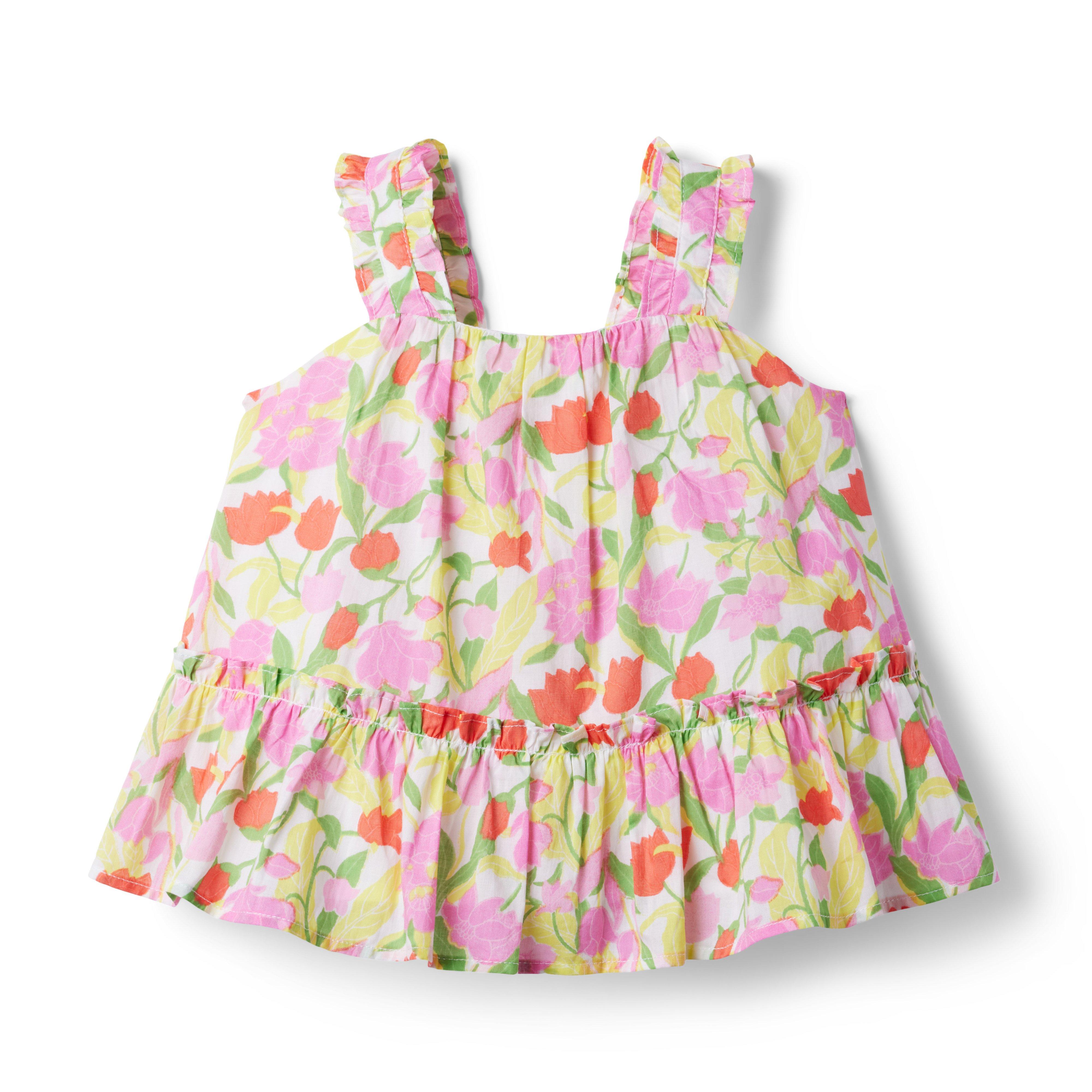 Girl Tickle Me Pink Floral Floral Peplum Top by Janie and Jack