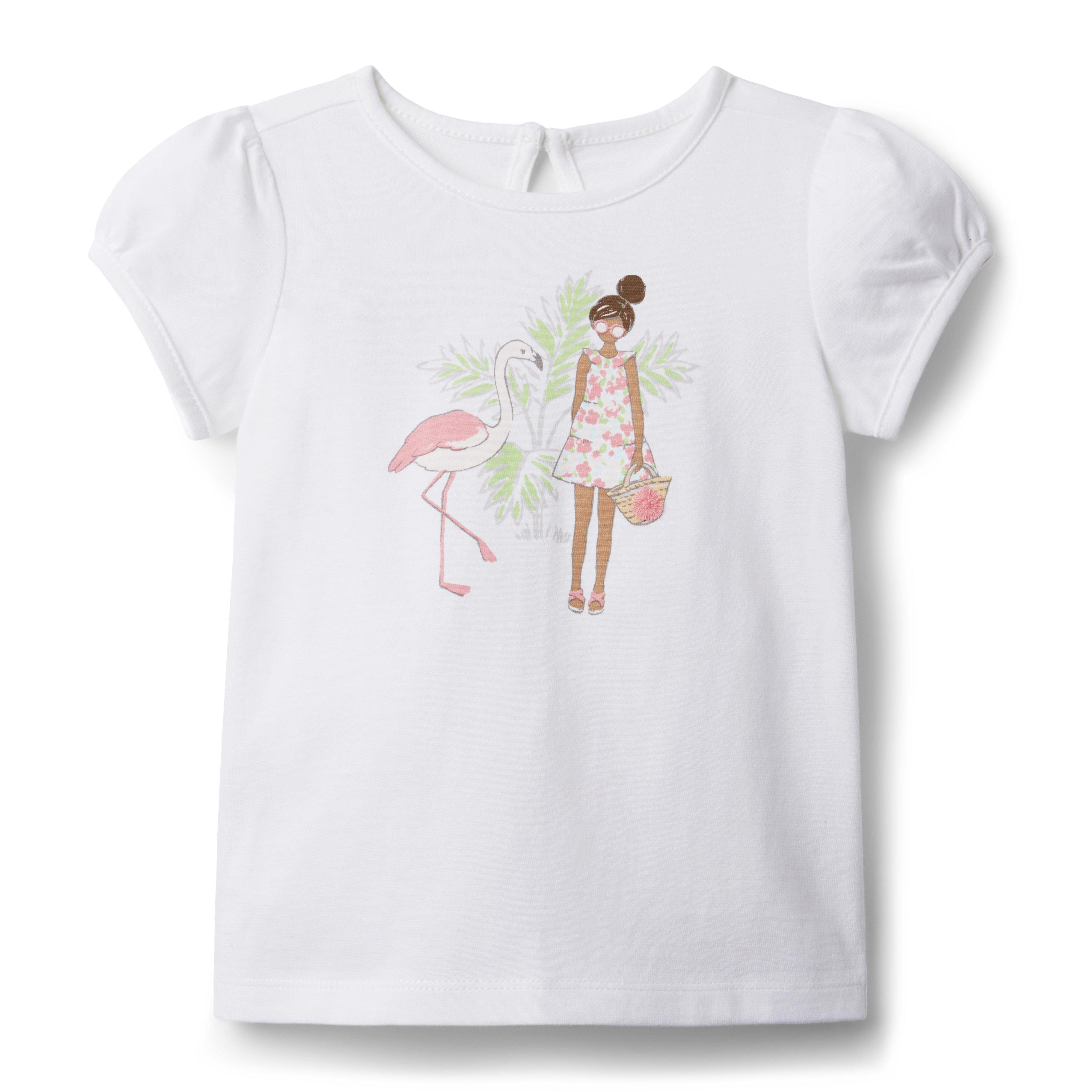 Girl White Flamingo Girl Tee by Janie and Jack