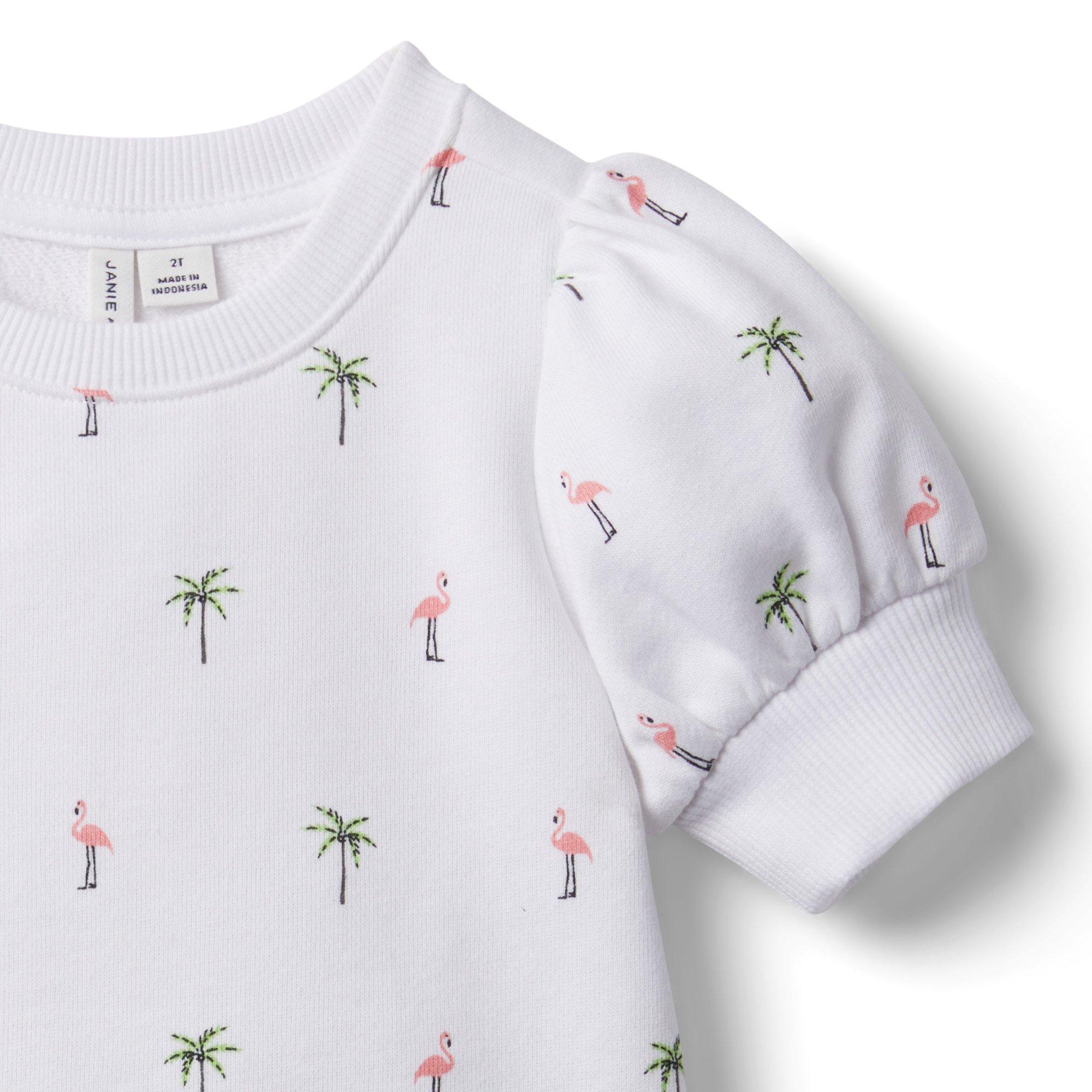 Flamingo Palm Puff Sleeve Sweatshirt image number 2