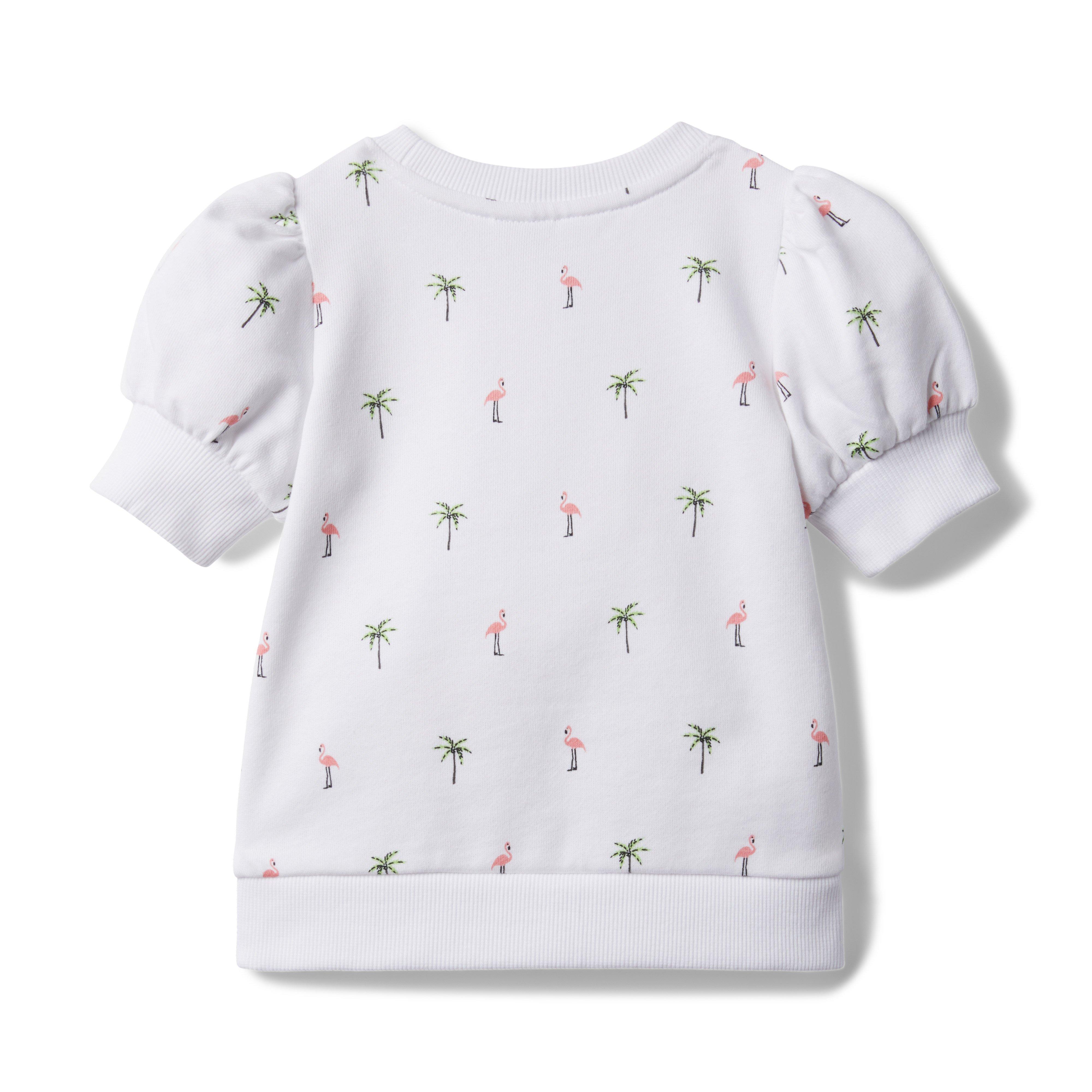 Flamingo Palm Puff Sleeve Sweatshirt image number 1
