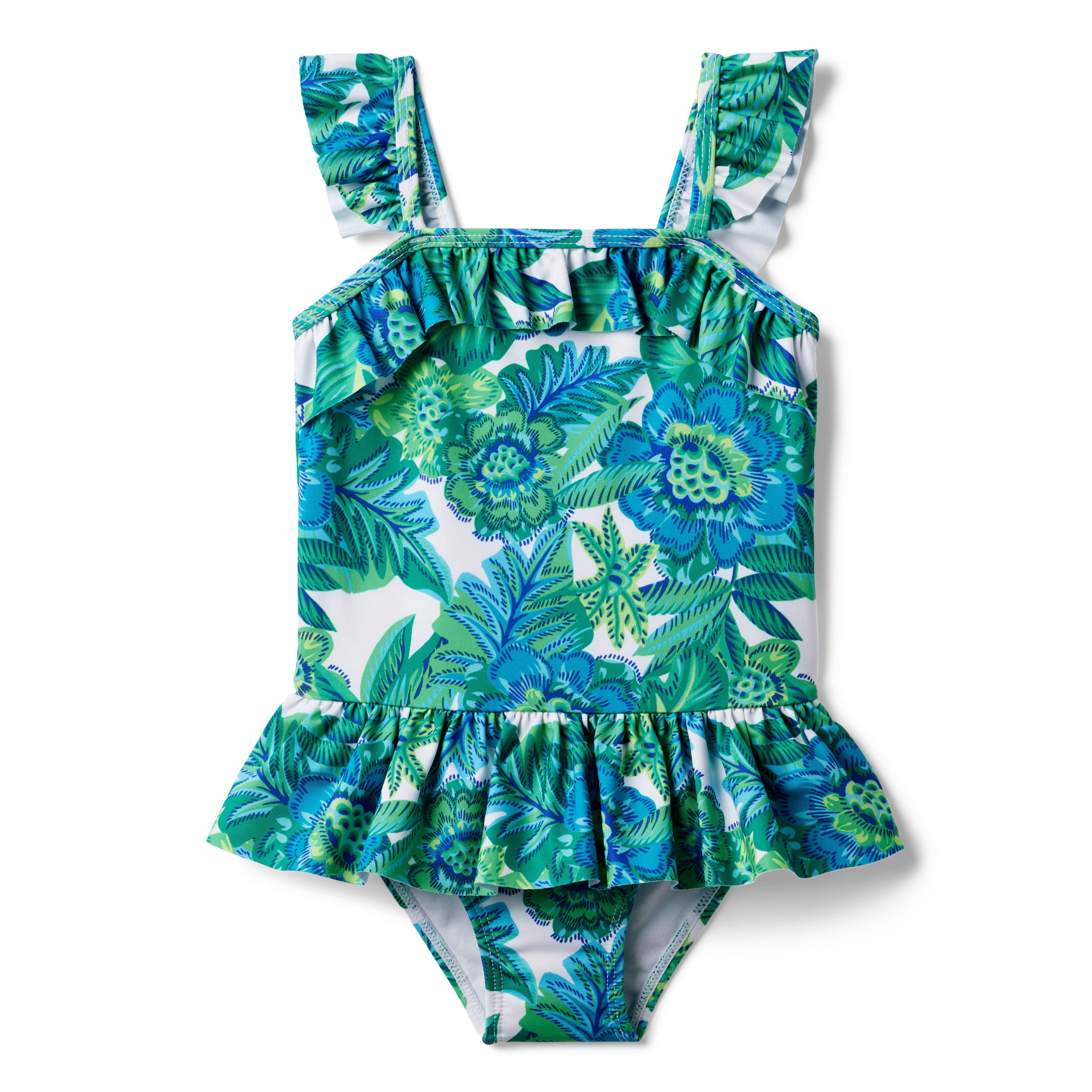Tropical Floral Recycled Ruffle  Swimsuit image number 0