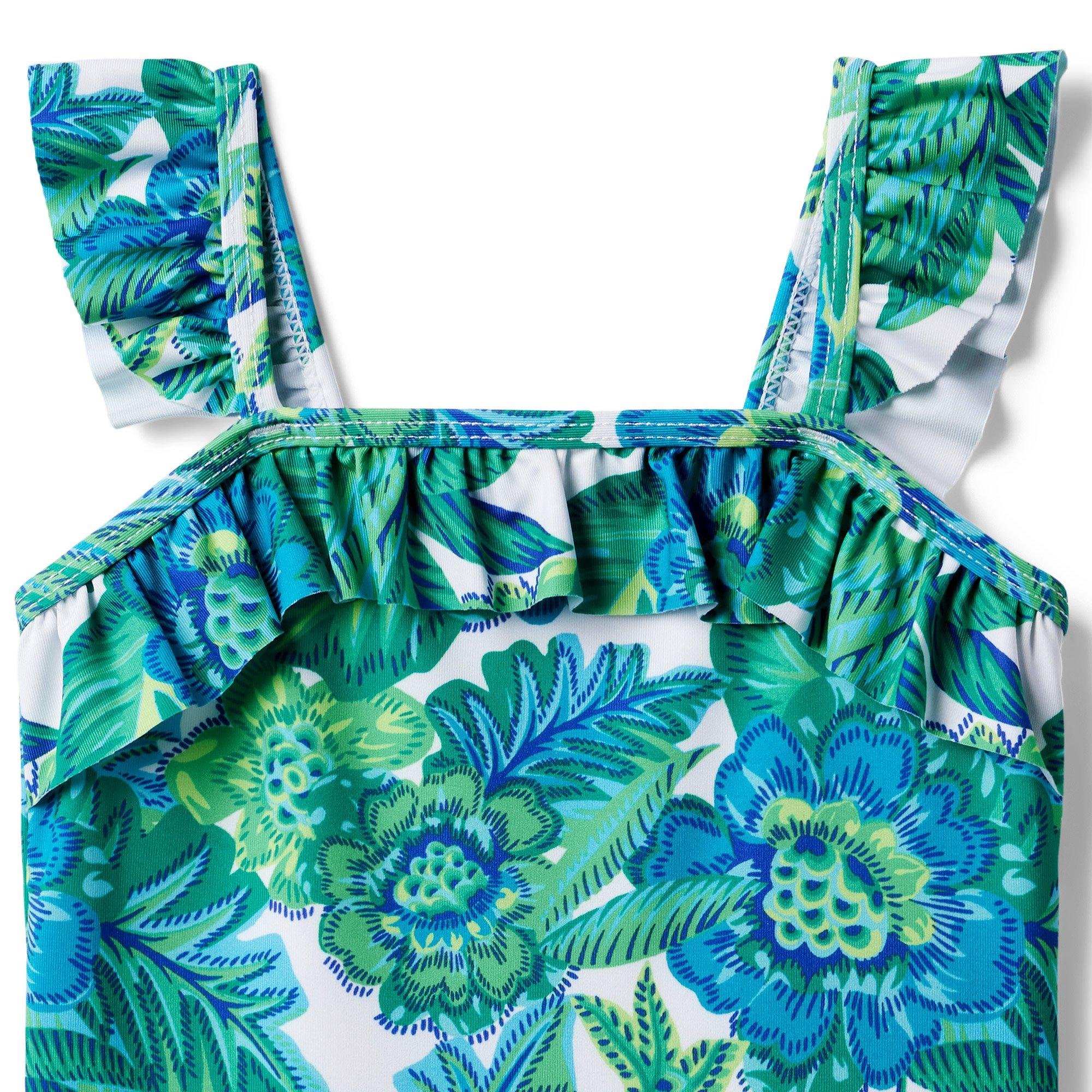 Tropical Floral Recycled Ruffle  Swimsuit image number 3
