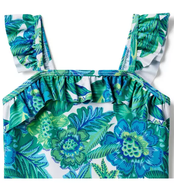 Tropical Floral Recycled Ruffle  Swimsuit image number 3