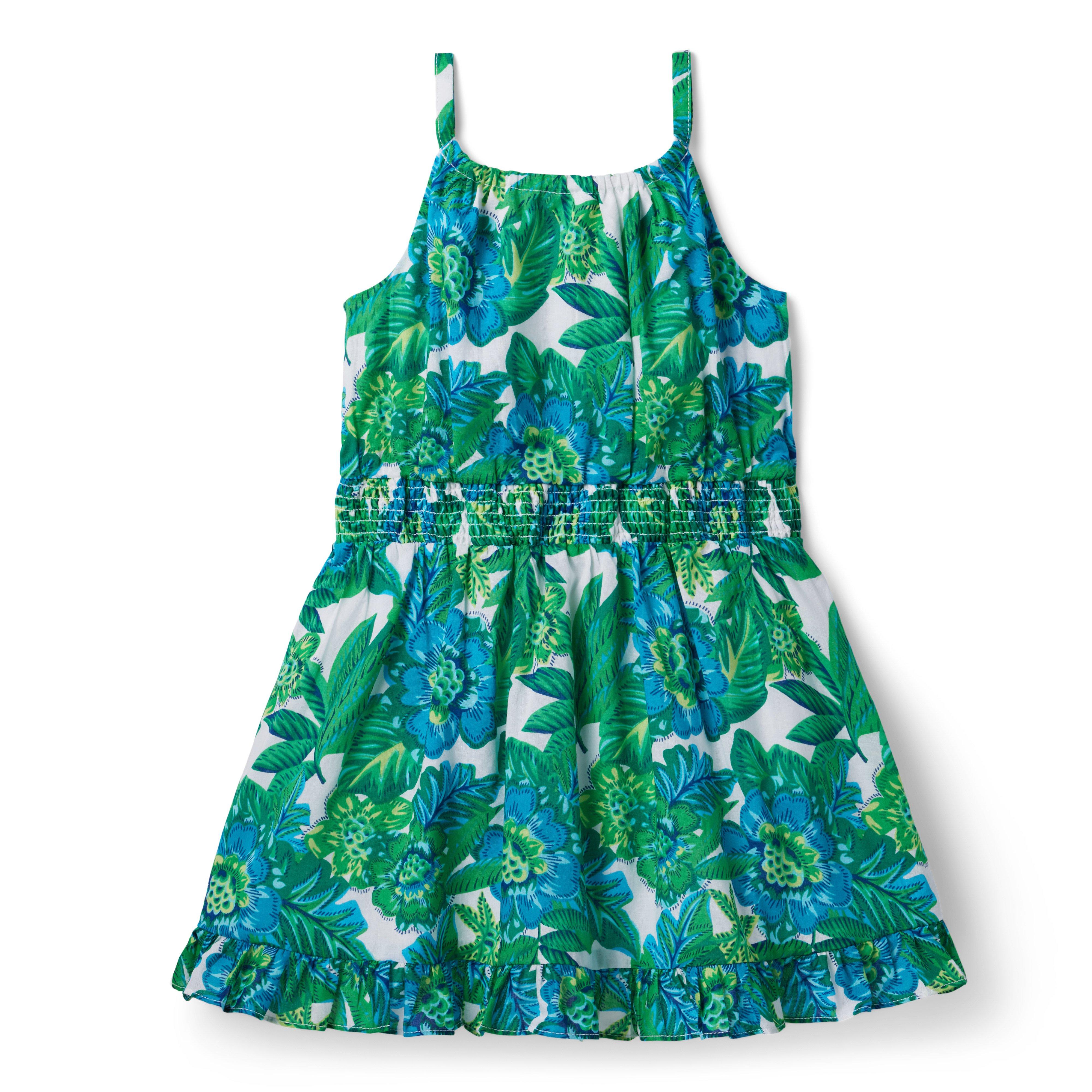 Tropical Floral Smocked Waist Sundress image number 0