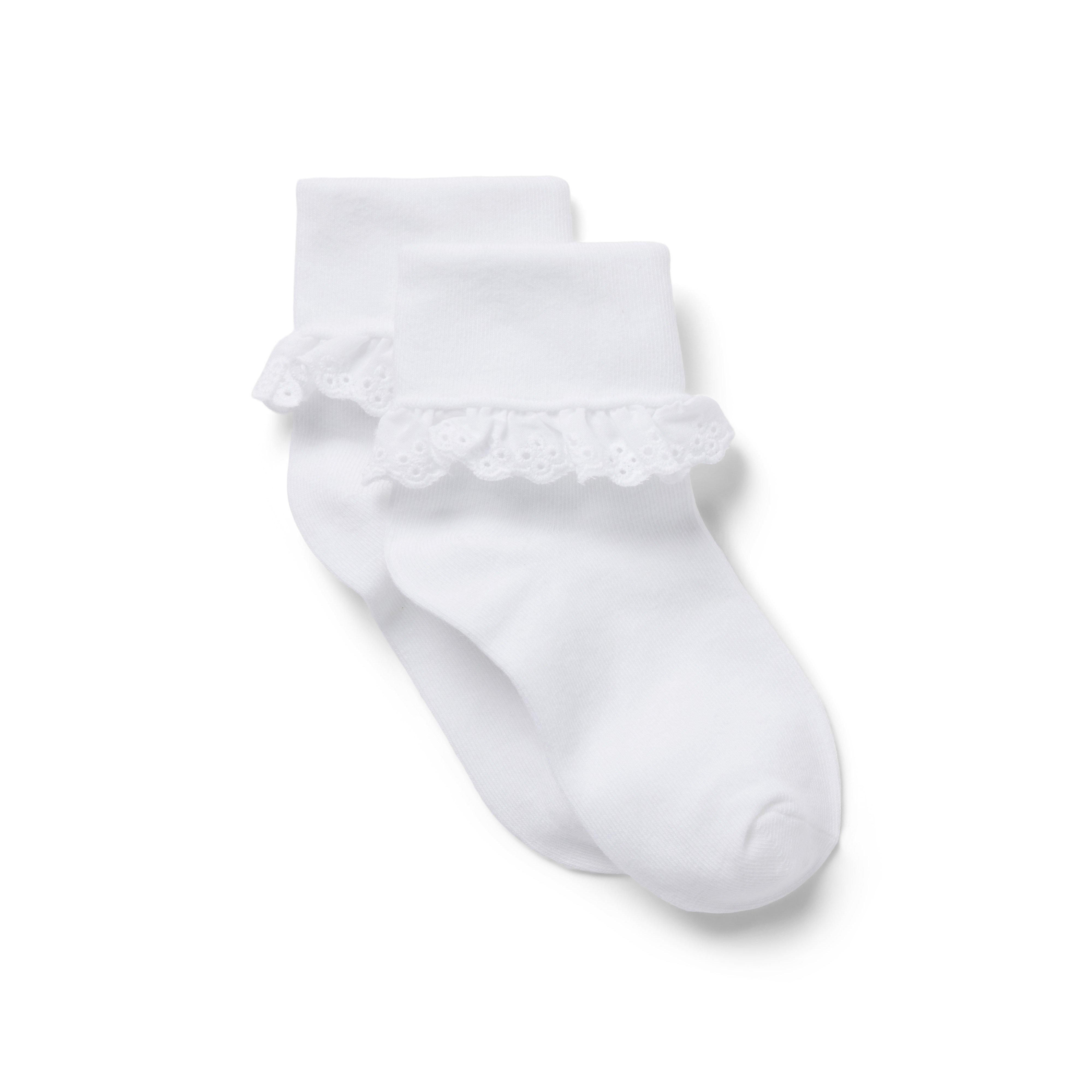 Girl White Eyelet Trim Sock by Janie and Jack
