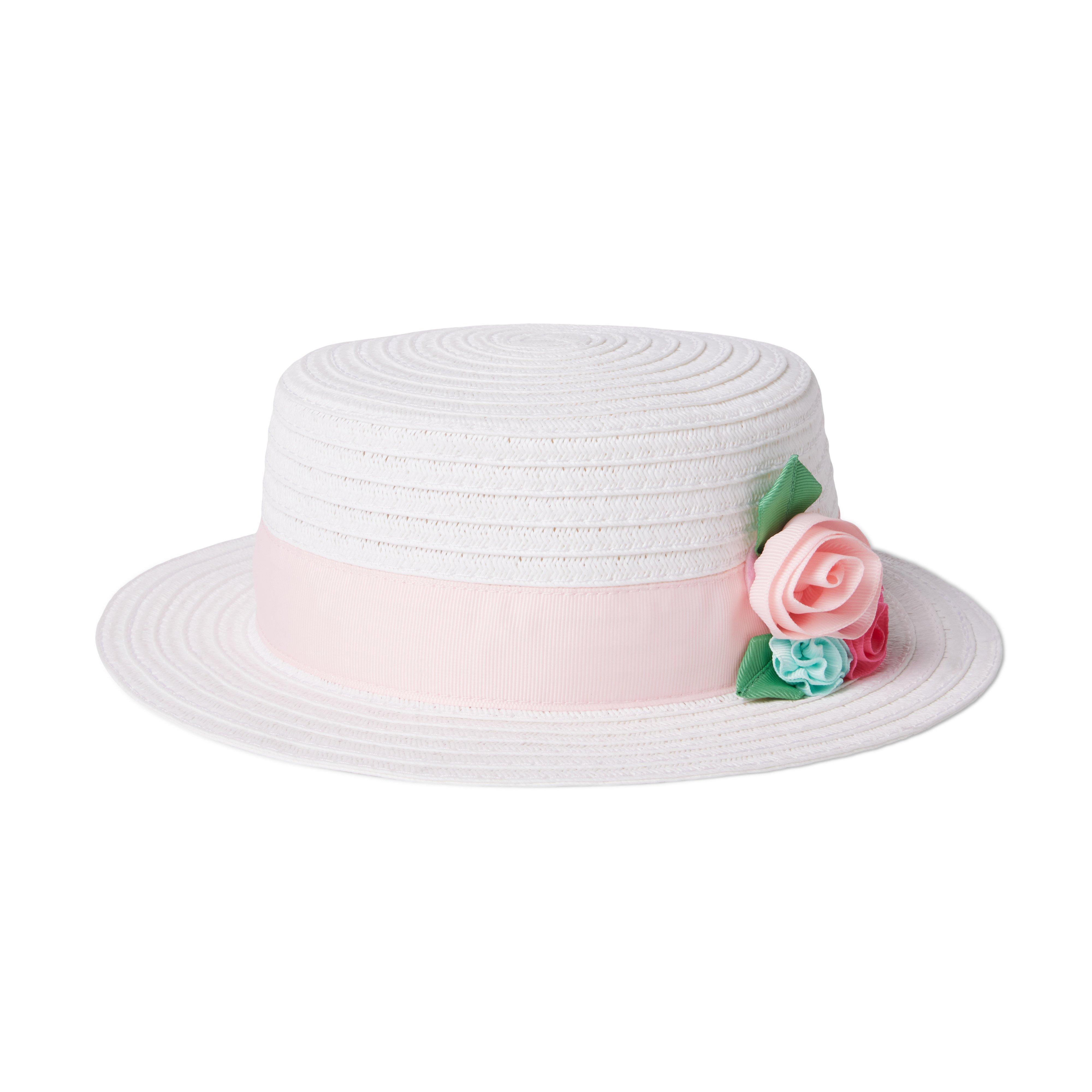 Straw Flower Trim Boater Hat image number 0
