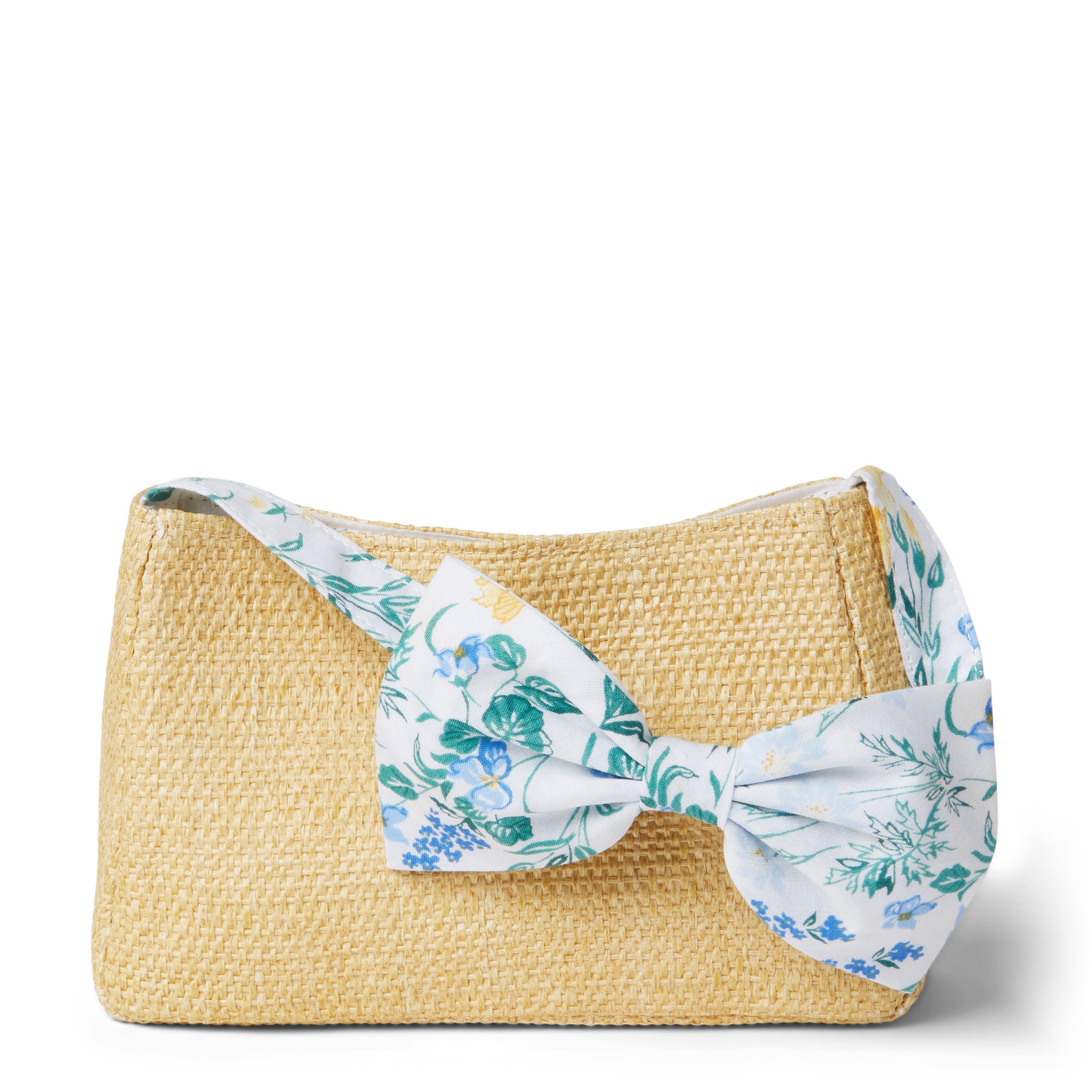 Floral Bow Strap Straw Purse image number 0