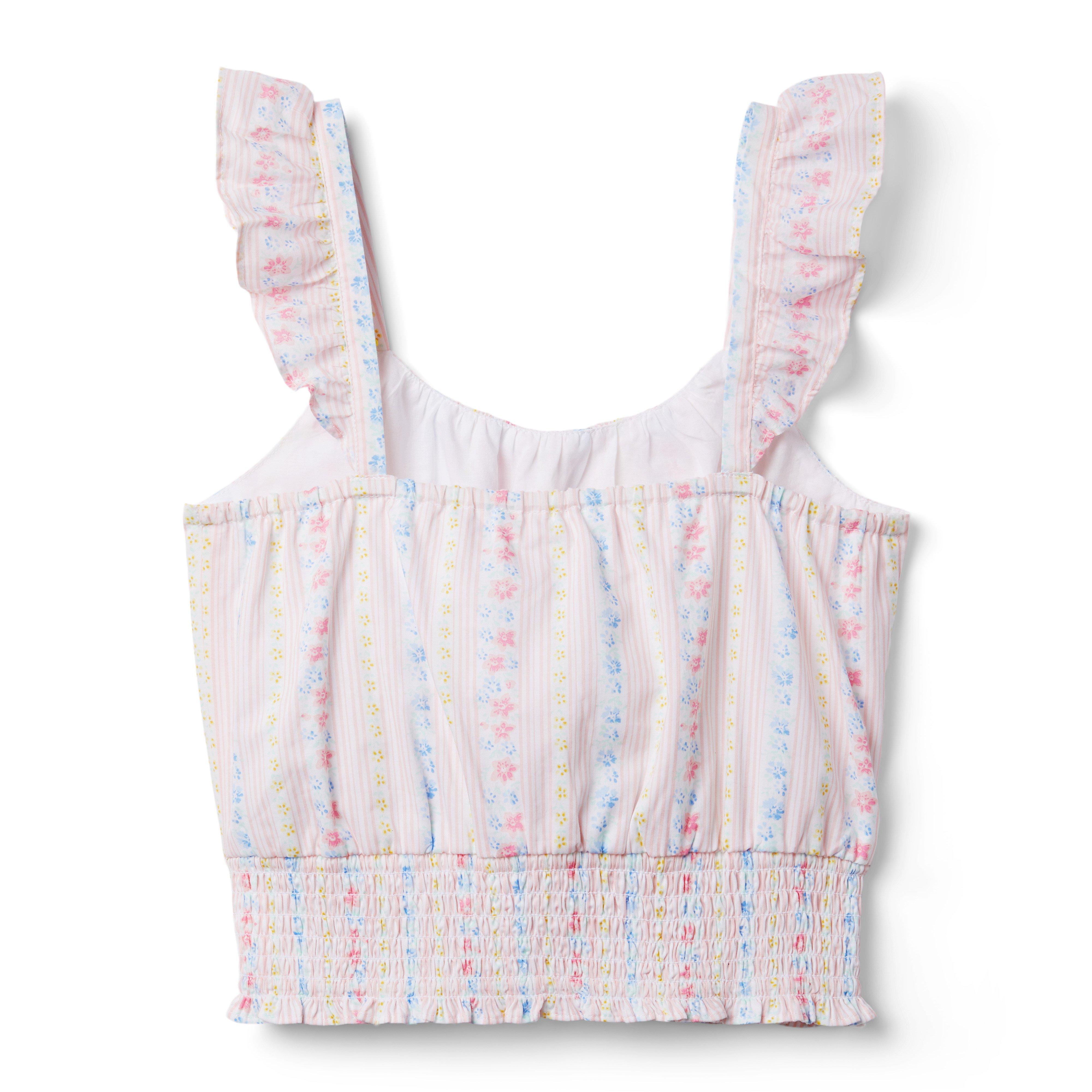 Floral Striped Cropped Top image number 1