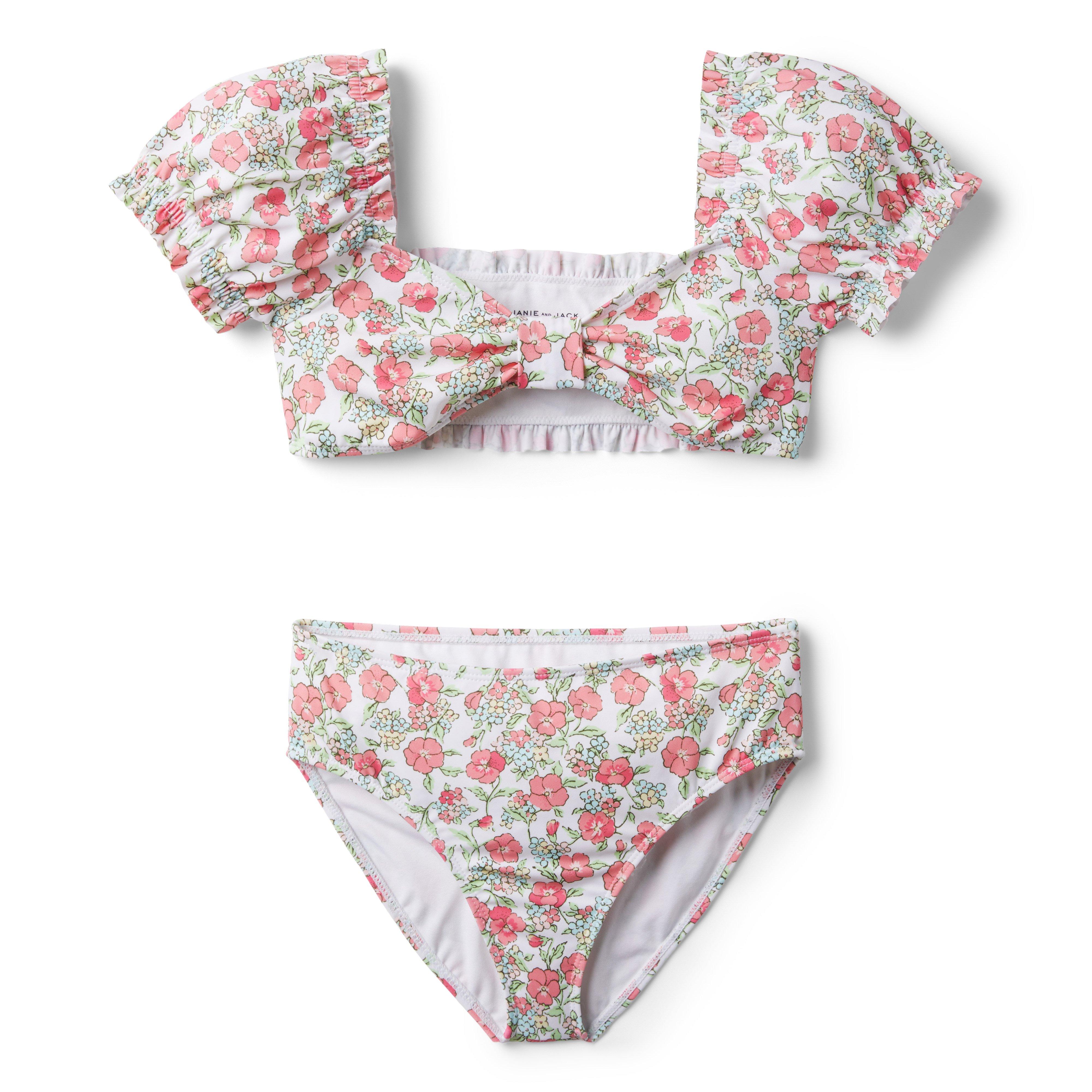 Floral Puff Sleeve 2-Piece Swimsuit image number 0