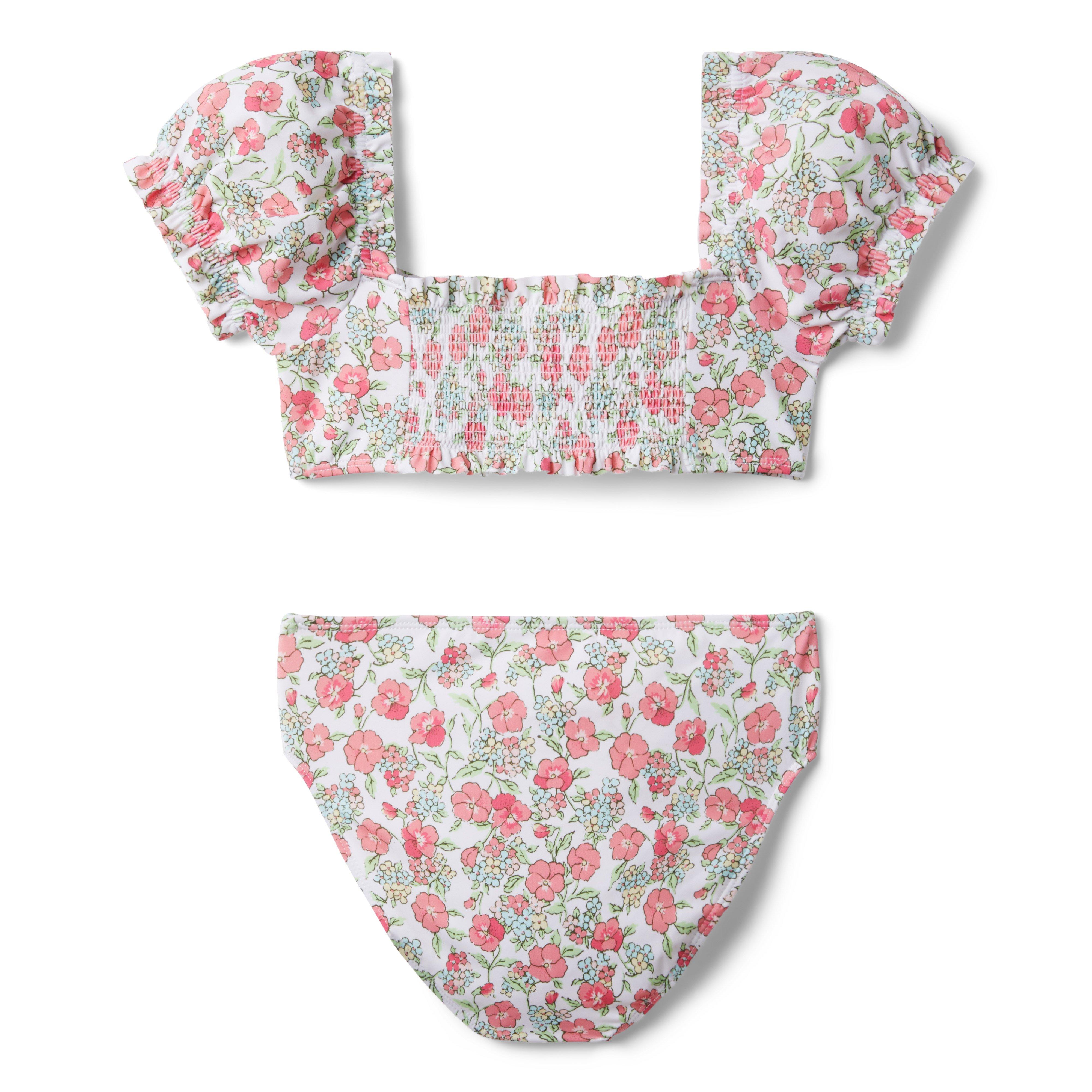 Floral Puff Sleeve 2-Piece Swimsuit image number 1
