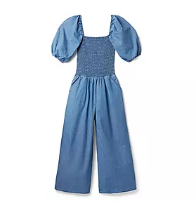 Chambray Smocked Jumpsuit