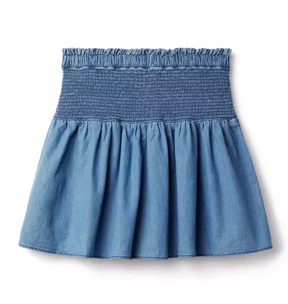 Chambray Smocked Skirt