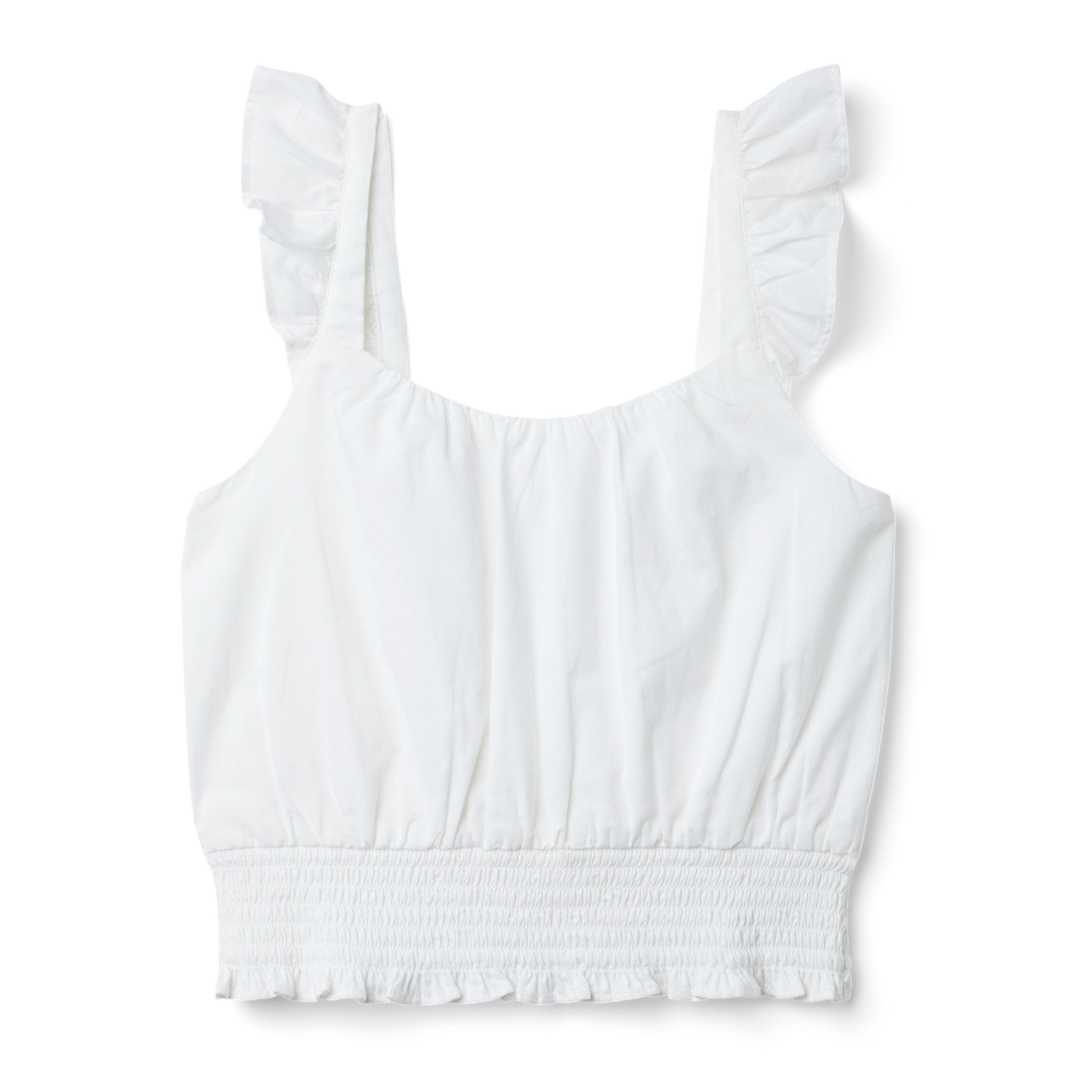 Smocked Cropped Ruffle Sleeve Top image number 0