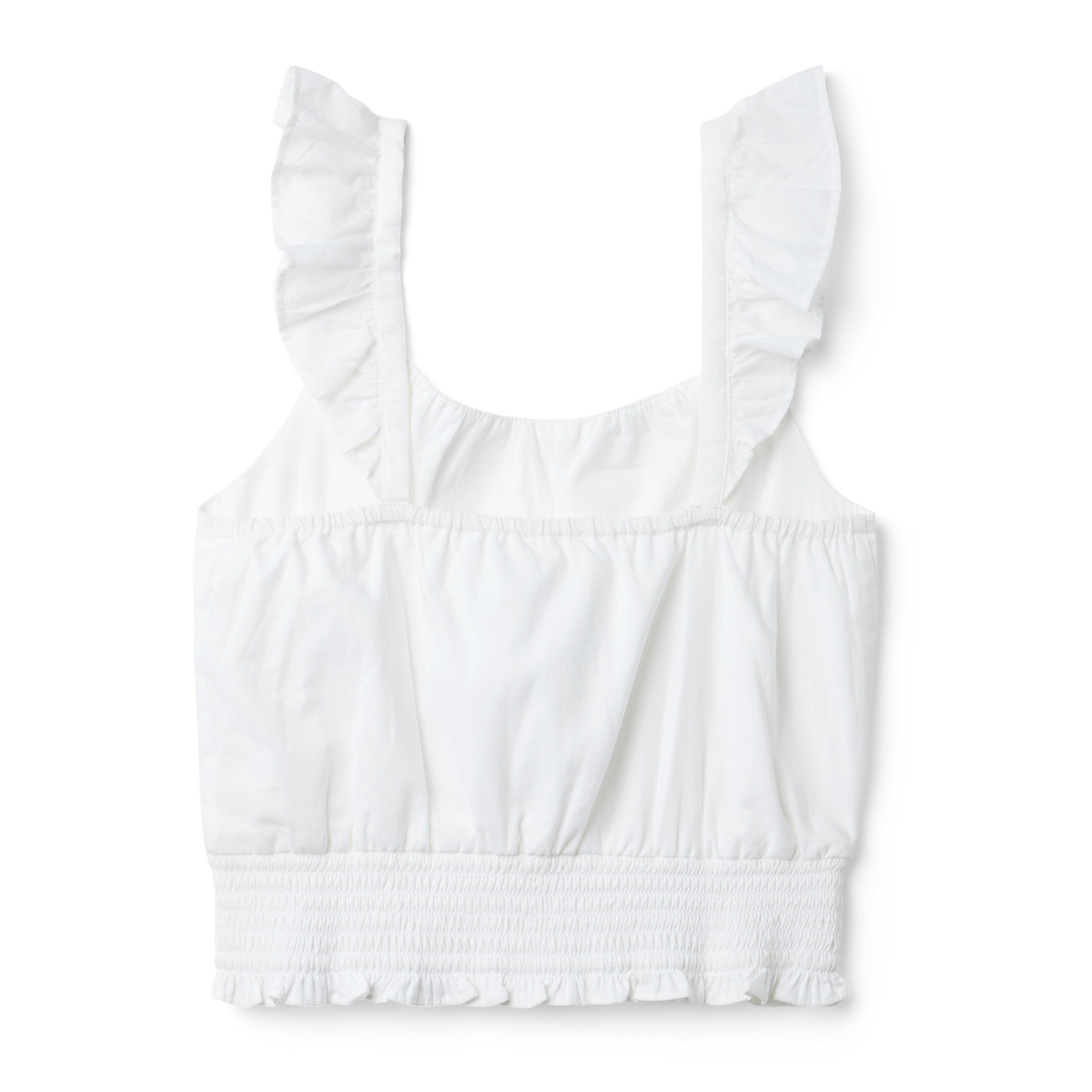 Smocked Cropped Ruffle Sleeve Top image number 1