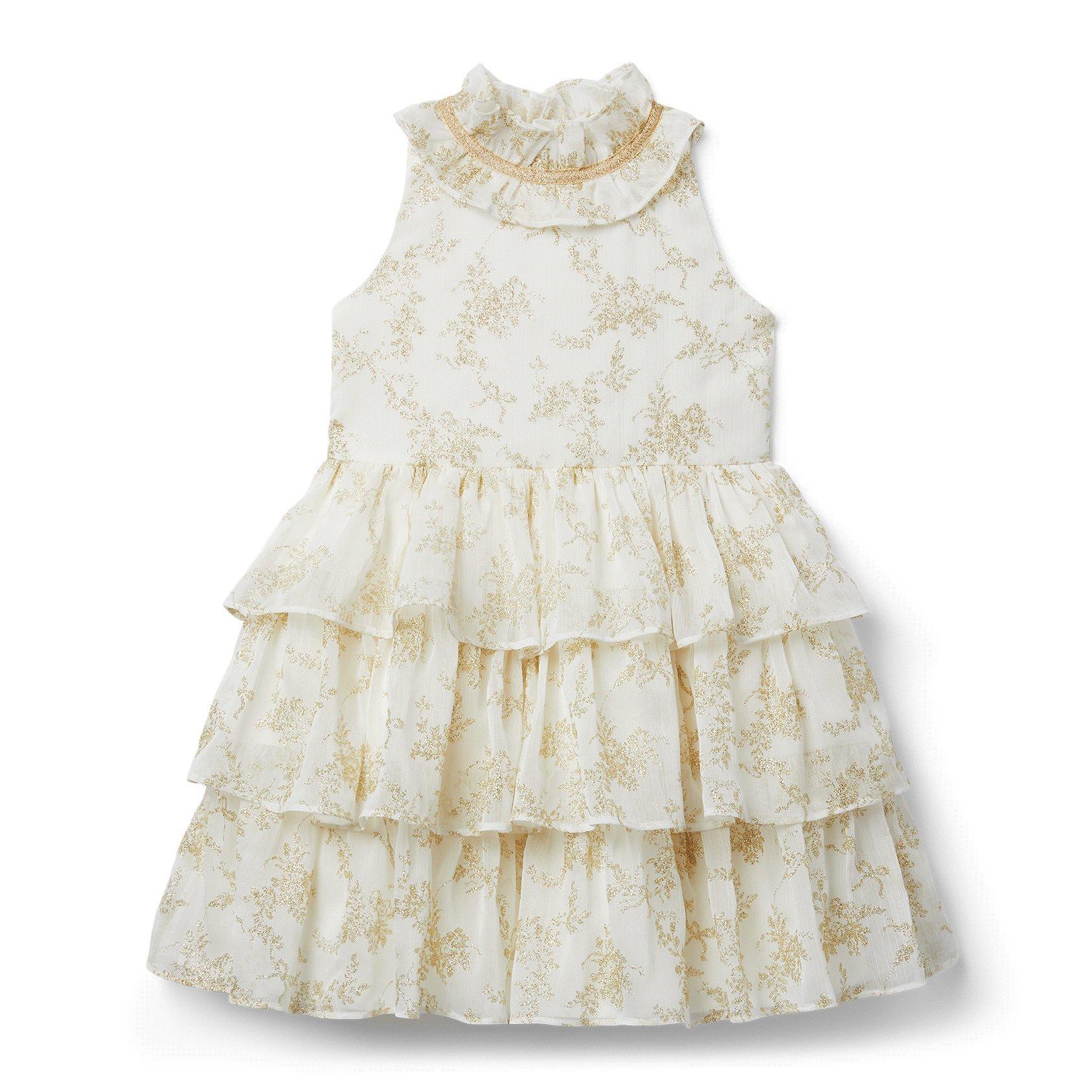 Glitter Leaf Tiered Chiffon Dress image number 0