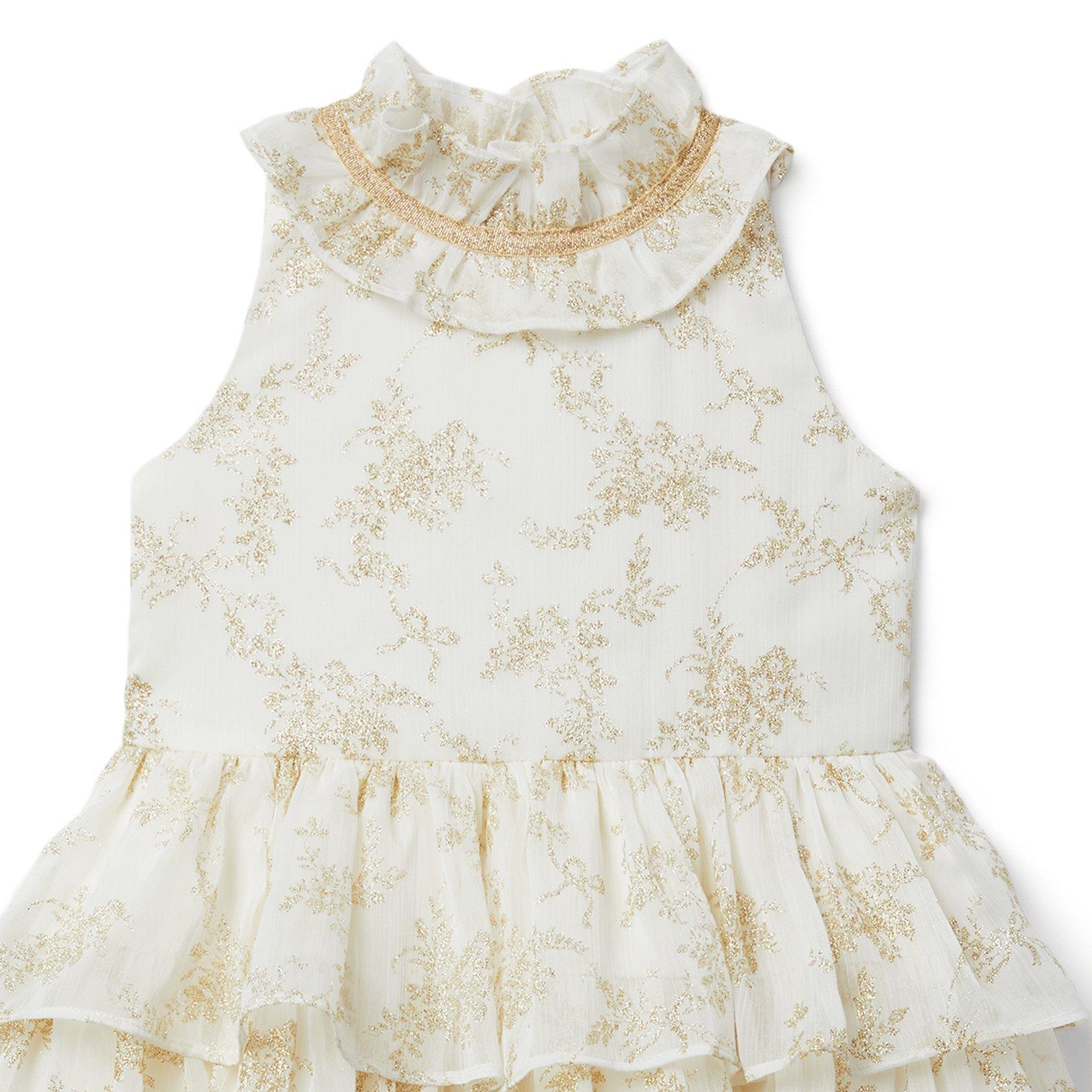 Glitter Leaf Tiered Chiffon Dress image number 1