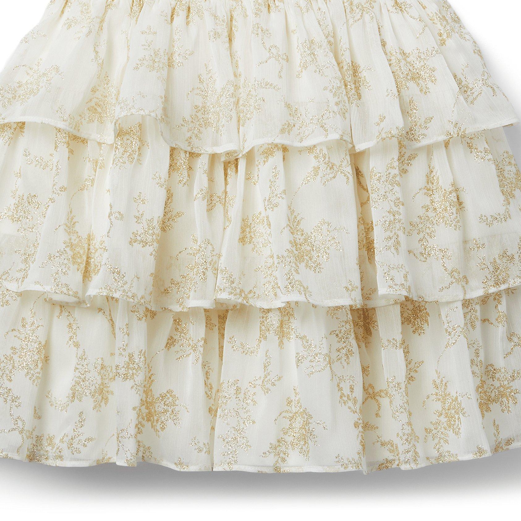 Glitter Leaf Tiered Chiffon Dress image number 3