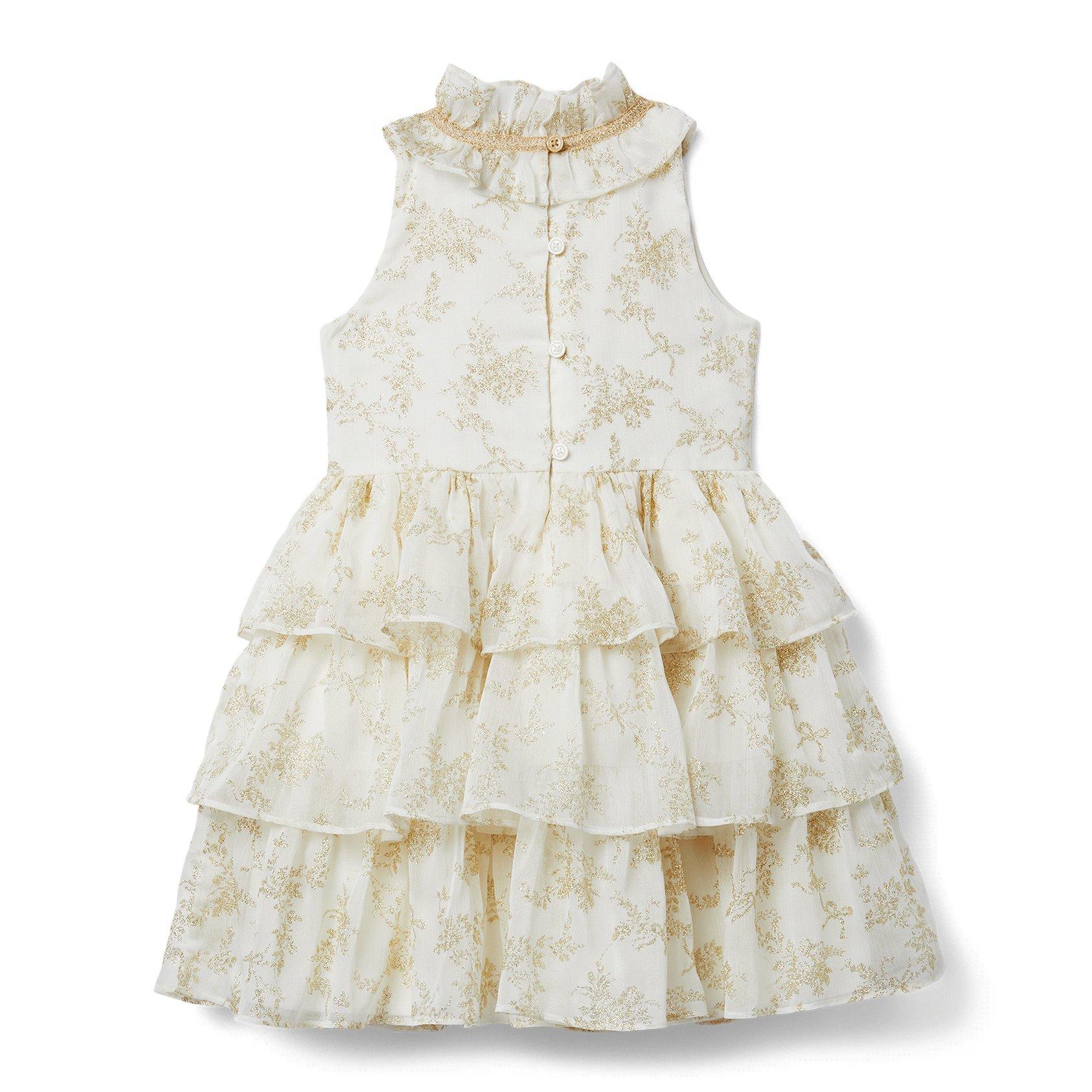 Glitter Leaf Tiered Chiffon Dress image number 2