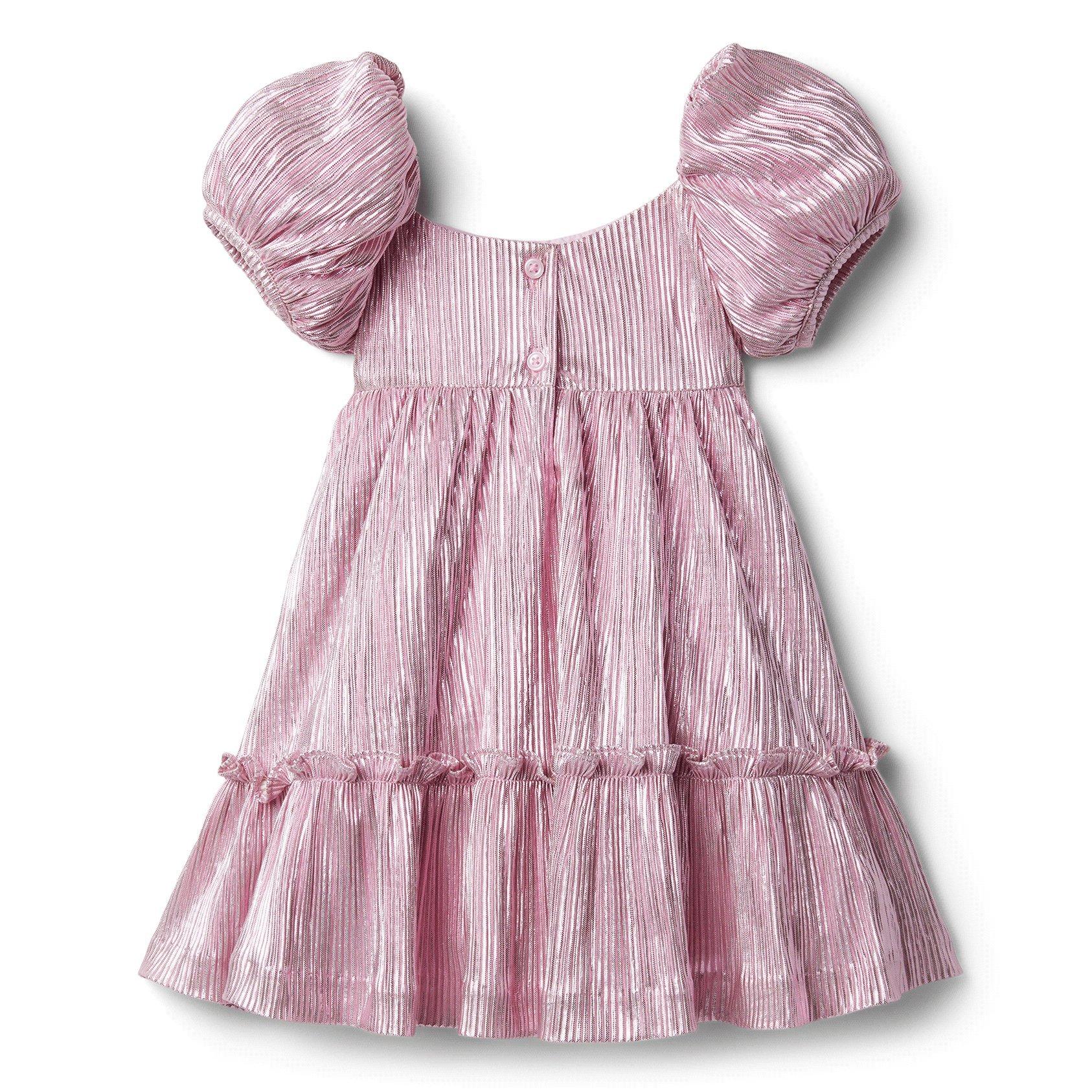 Metallic Plisse Puff Sleeve Dress image number 1