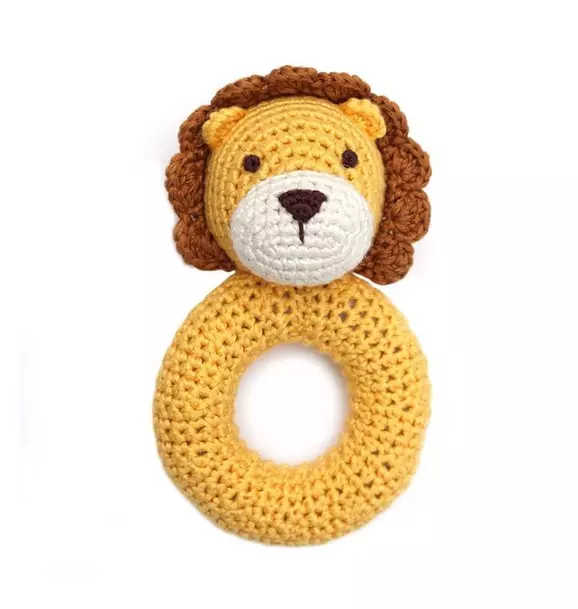 Cheengoo Lion Ring Crocheted Rattle