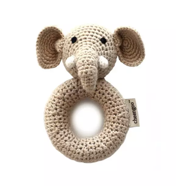 Cheengoo Elephant Ring Crocheted Rattle