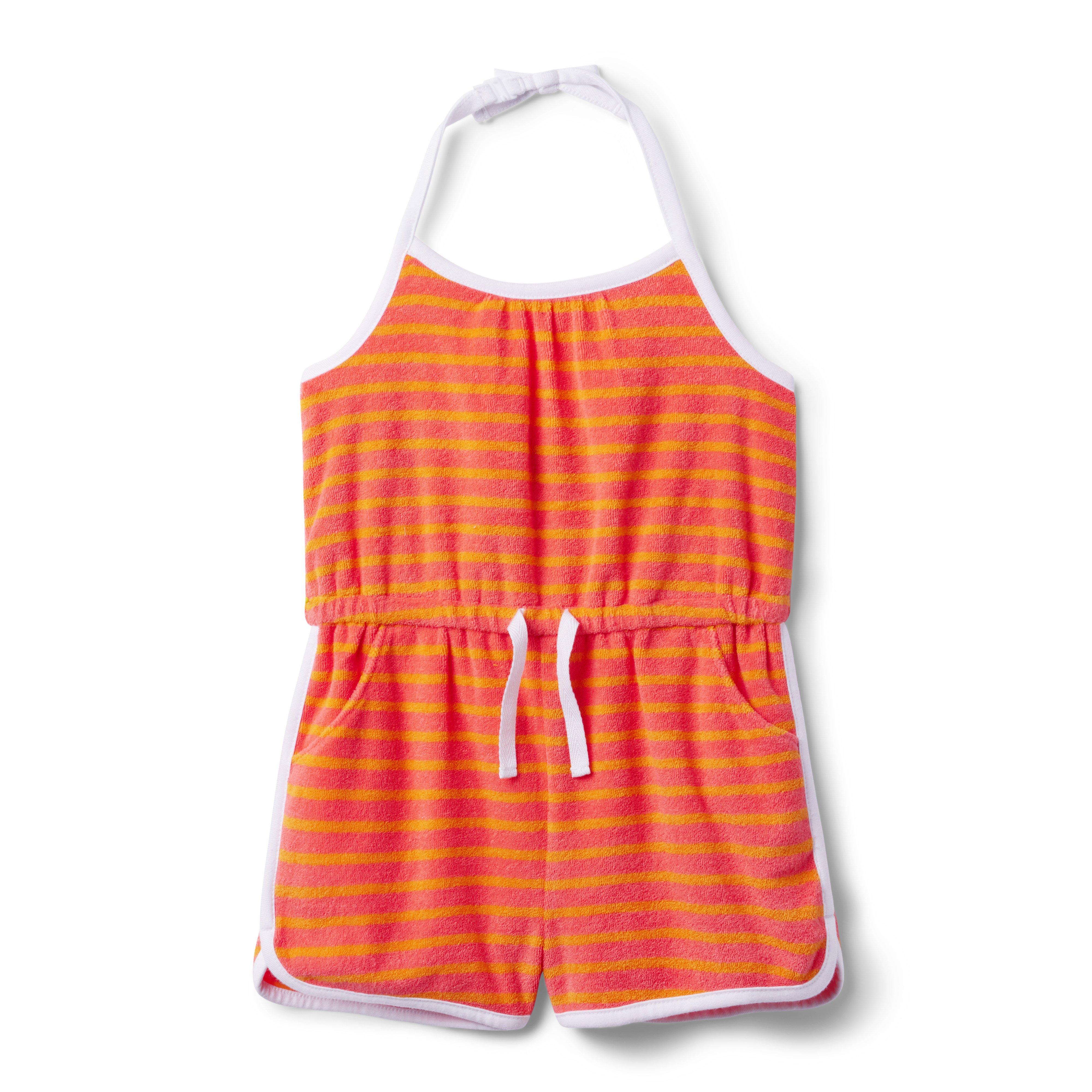 Kaavia James Striped Halter Terry Romper image number 0
