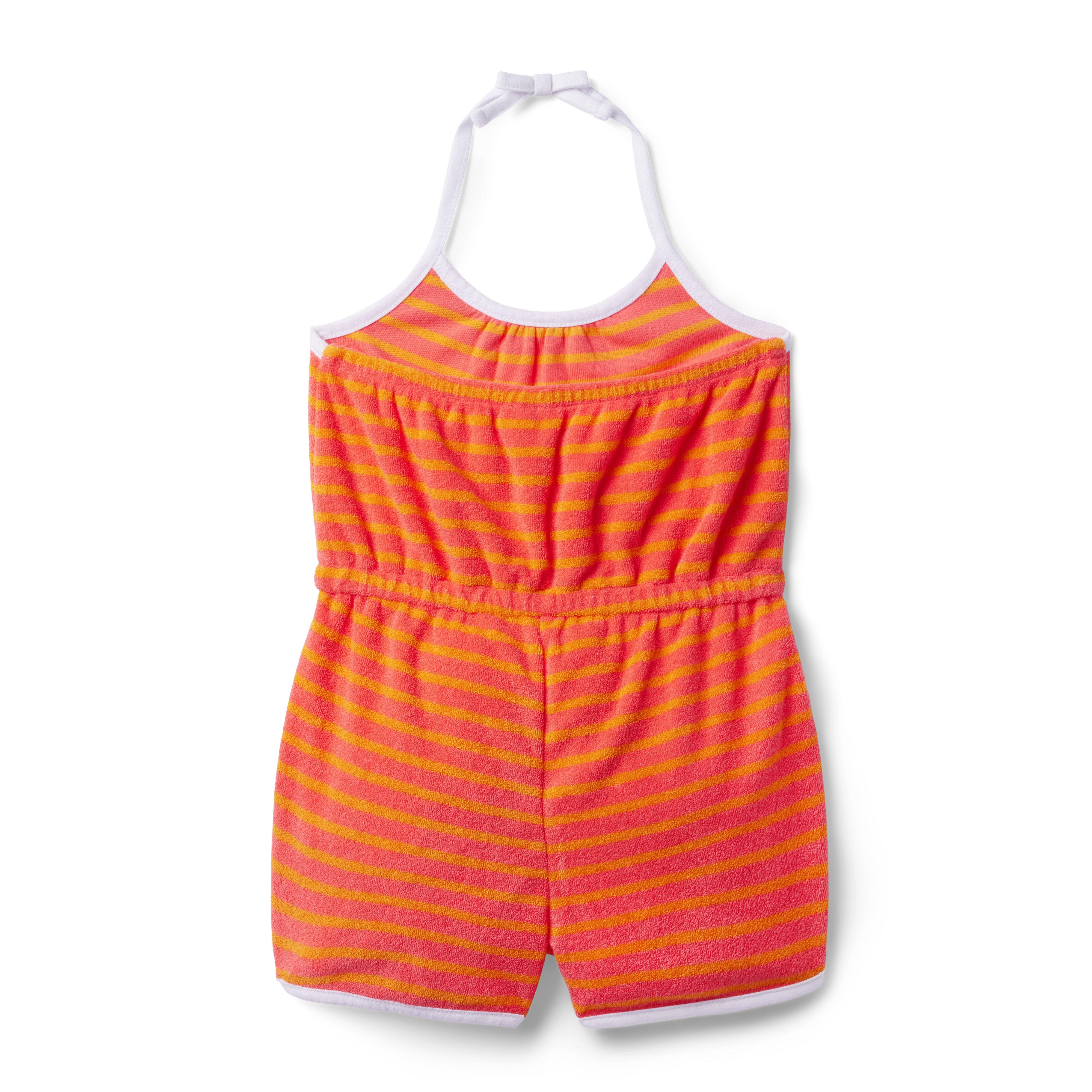 Kaavia James Striped Halter Terry Romper image number 1