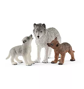 Schleich Mother Wolf And Pups Figurines