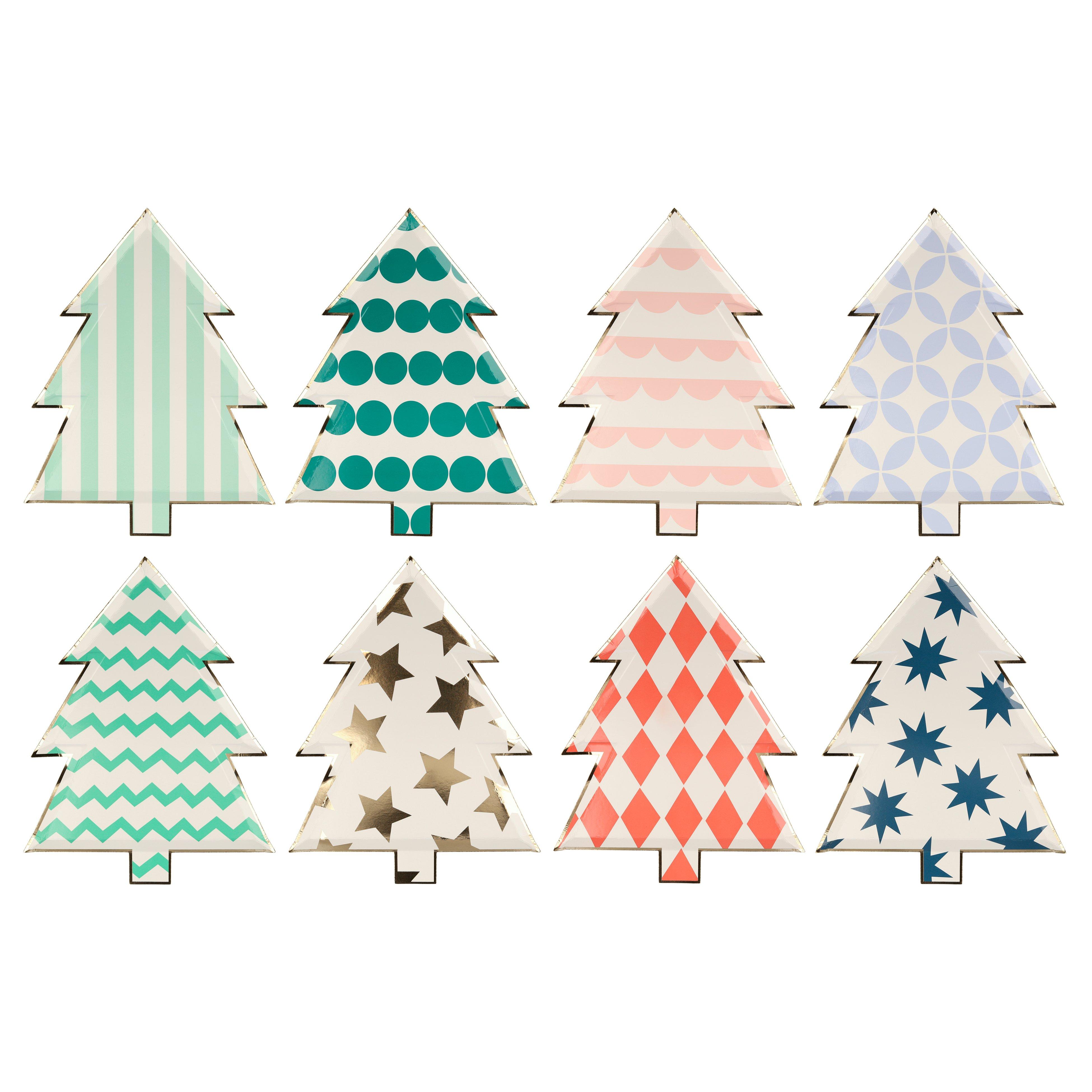 Meri Meri Patterned Christmas Tree Plates image number 0