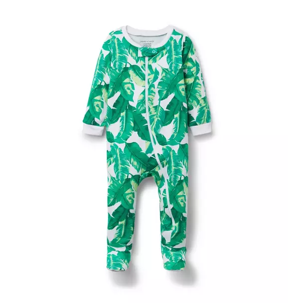Baby Palm Leaf Footed Zip Pajama