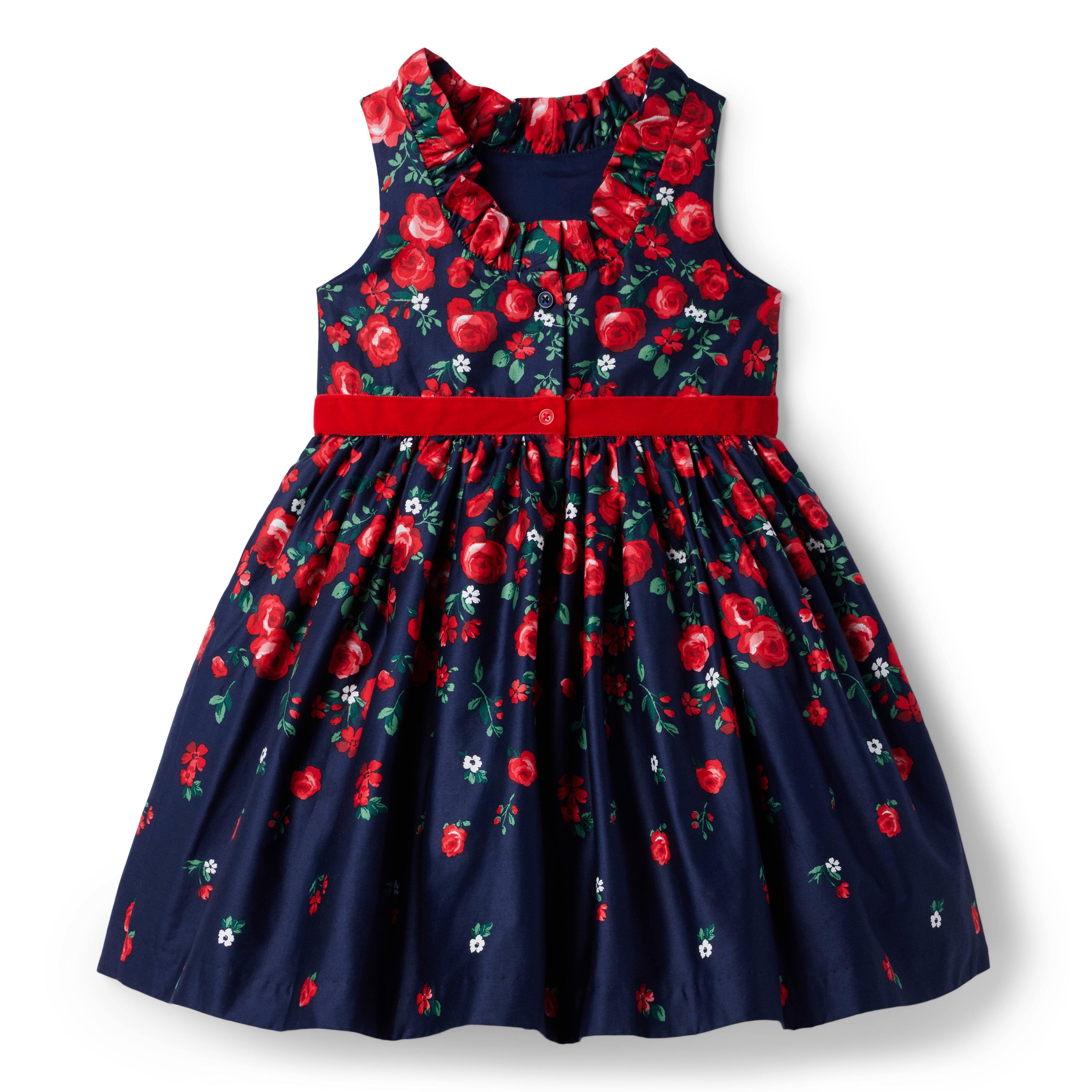 Girl Dark Marine Rose Print American Girl x Janie and Jack Wrapped In Roses Party Dress by Janie and Jack