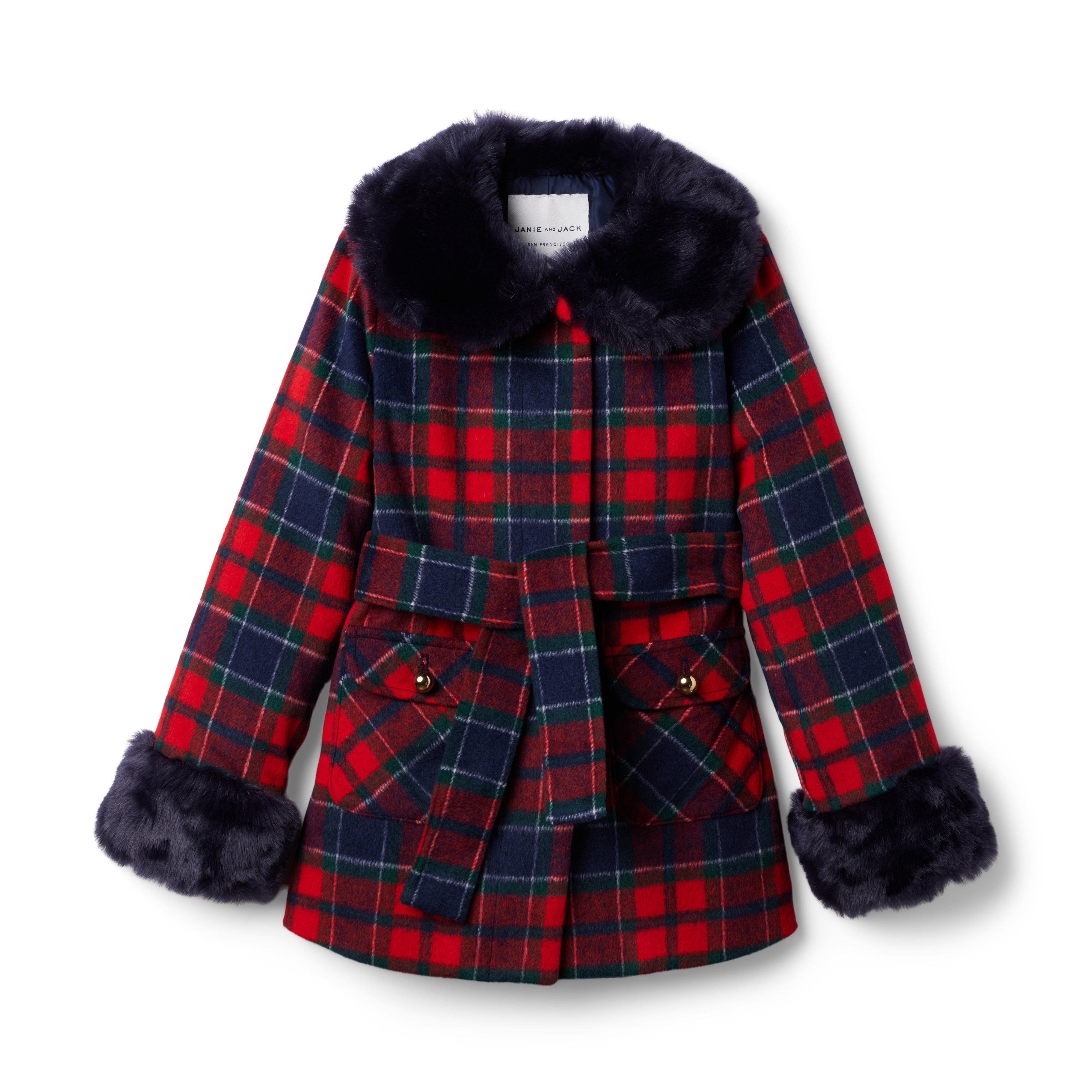 Girl Bradbury Red Plaid American Girl x Janie and Jack Long Plaid Coat by Janie and Jack