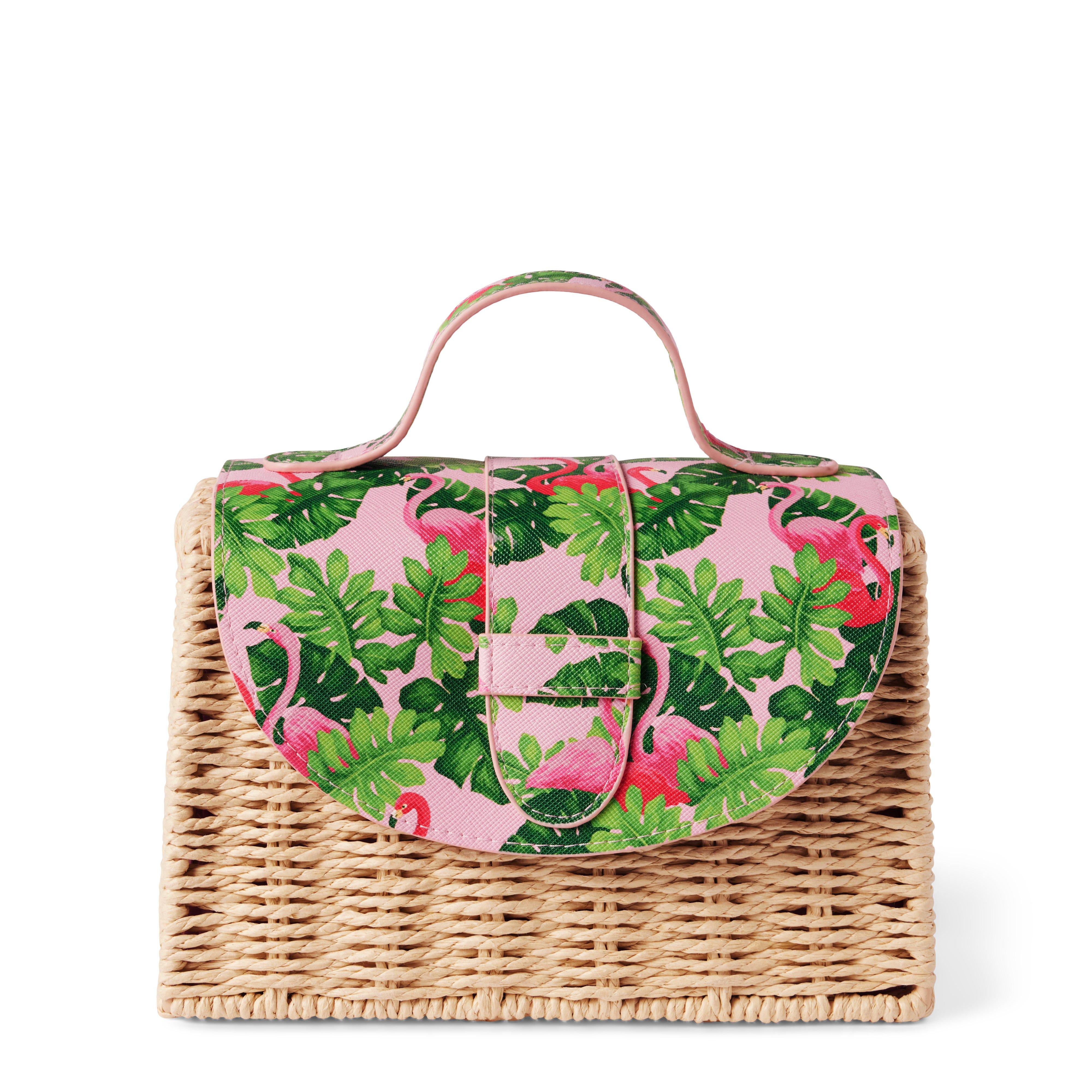 Tropical Flamingo Straw Purse image number 0