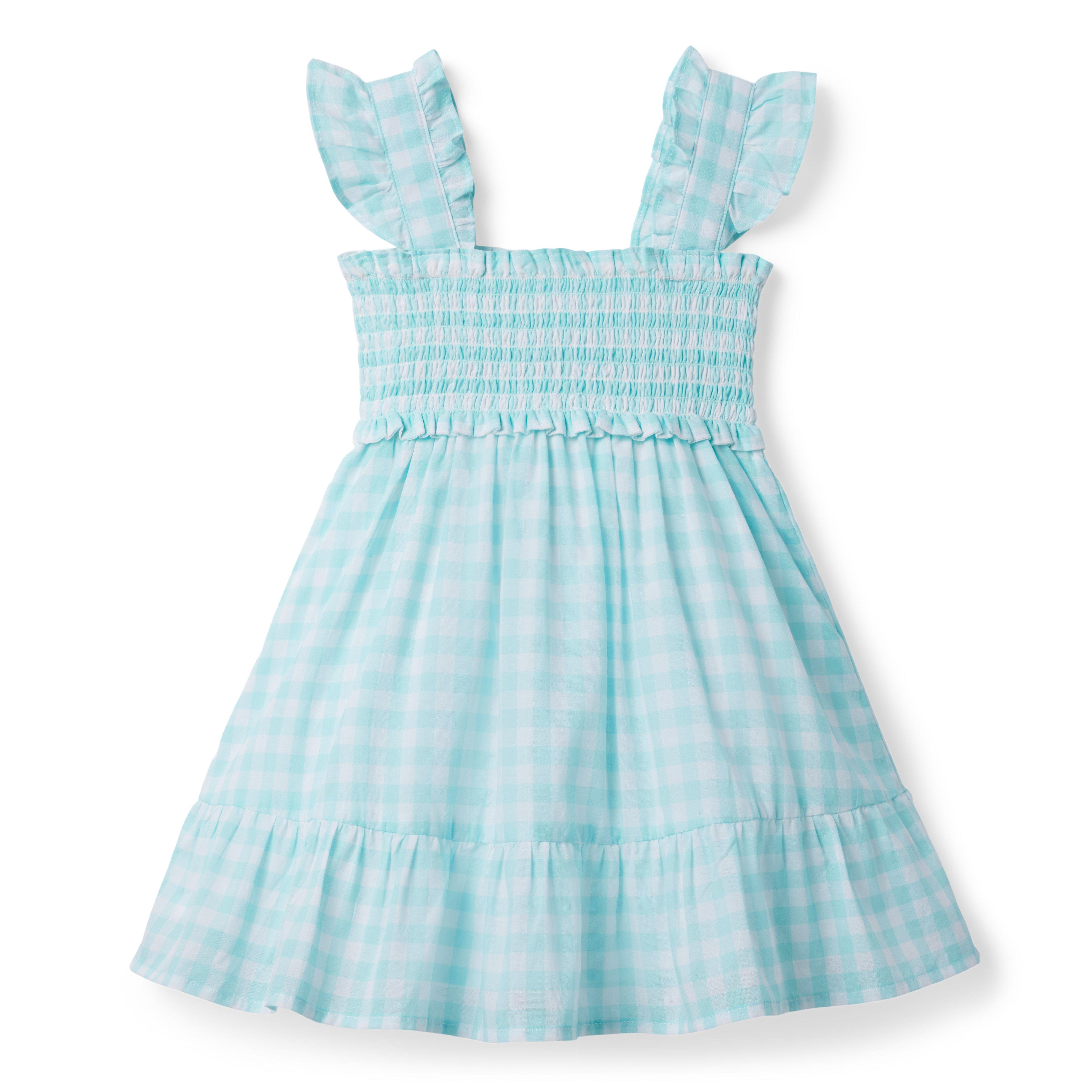 Girl Blue Mint Gingham The Emily Gingham Smocked Sundress by Janie and Jack