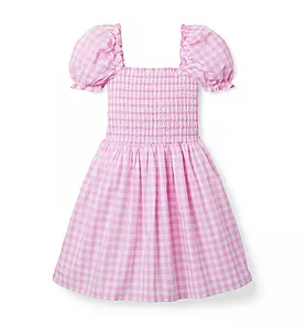 The Grace Gingham Smocked Puff Sleeve Dress