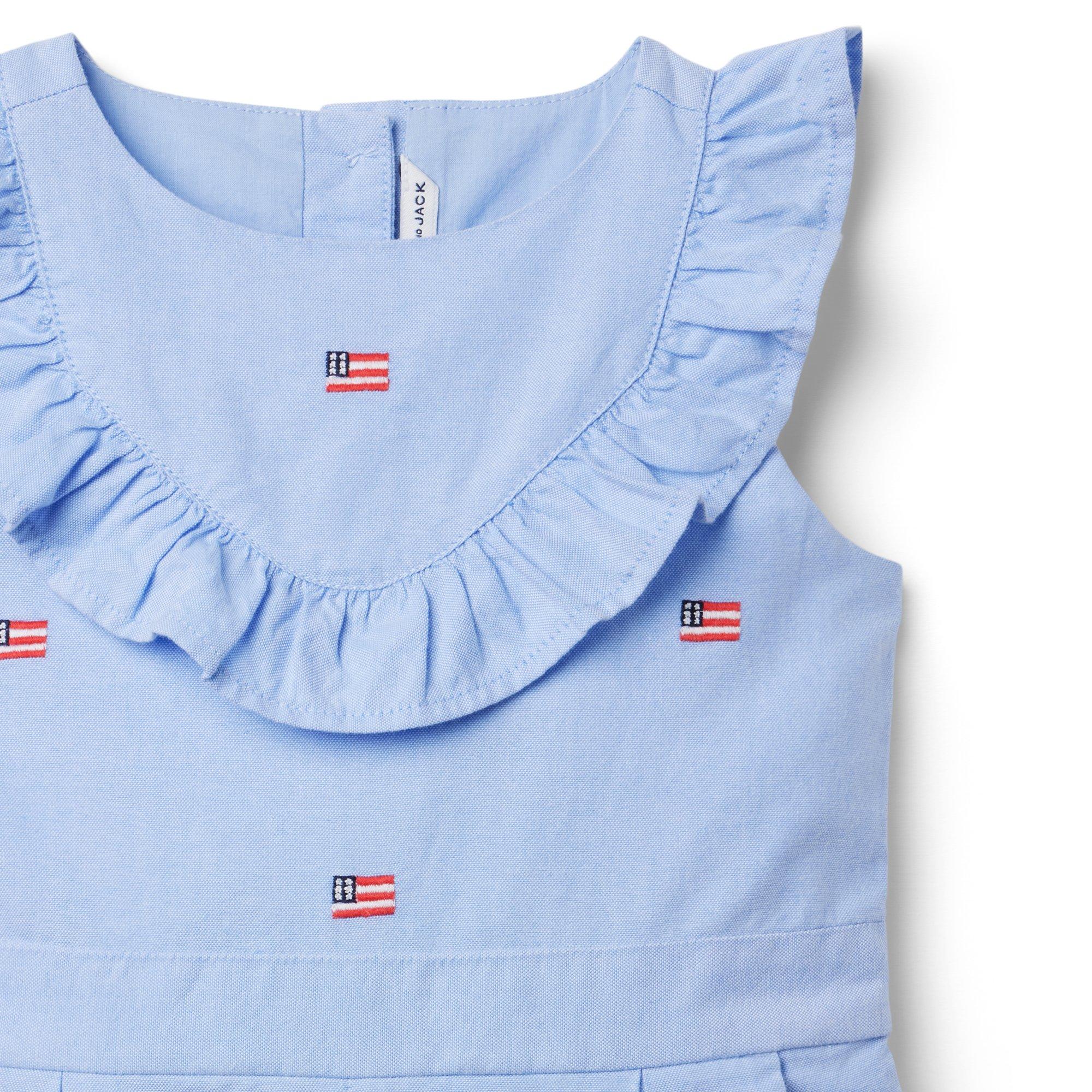 Embroidered Flag Ruffle Romper image number 2
