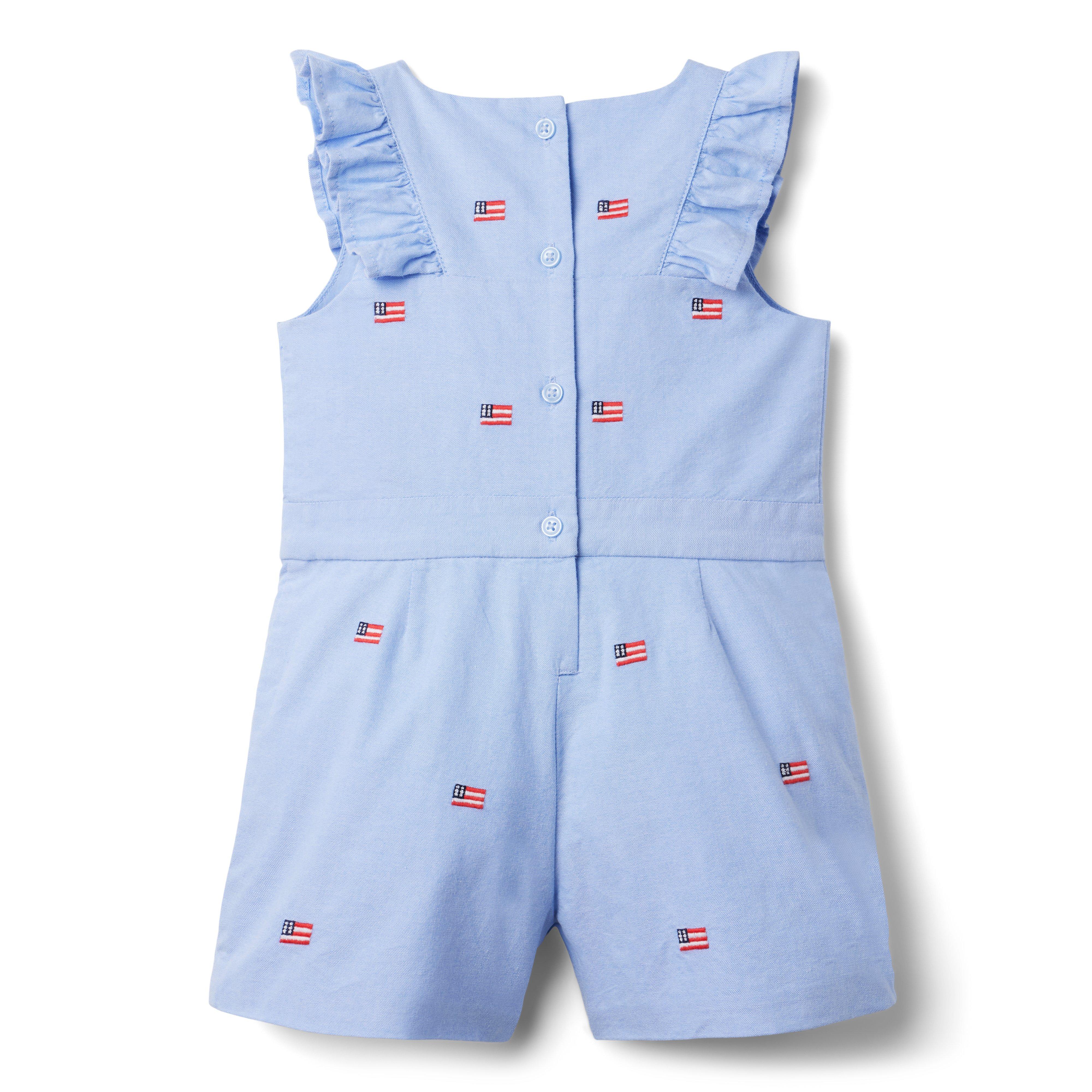 Embroidered Flag Ruffle Romper image number 1