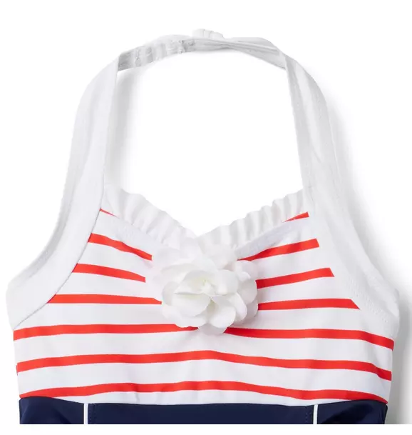 Colorblocked Striped Halter Swimsuit image number 2