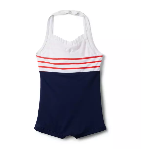 Colorblocked Striped Halter Swimsuit image number 1
