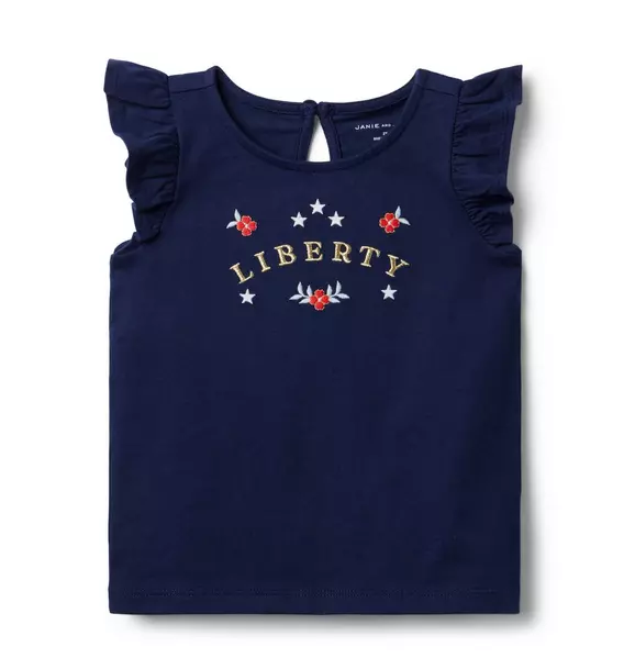 Liberty Embroidered Ruffle Sleeve Tee