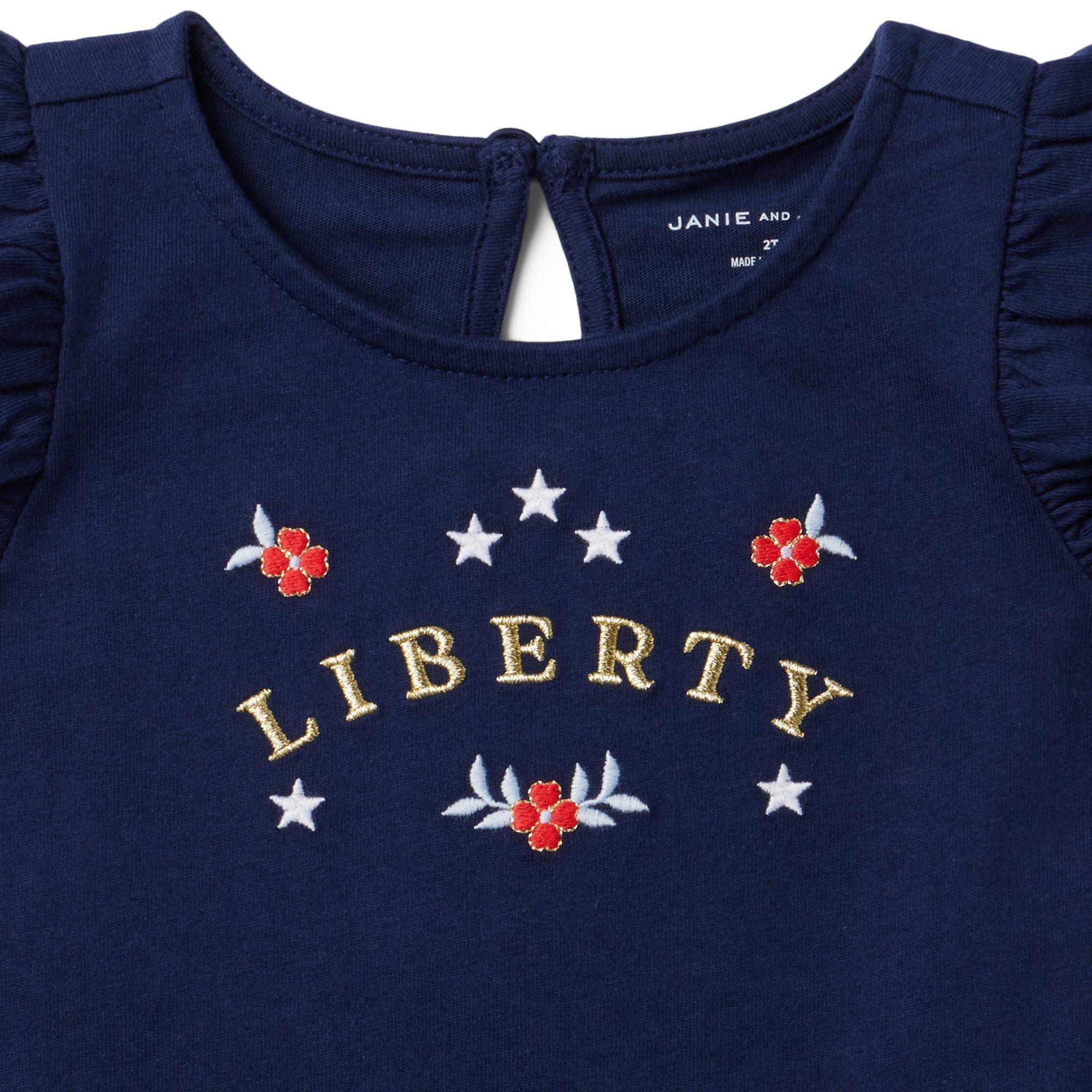 Liberty Embroidered Ruffle Sleeve Tee image number 1