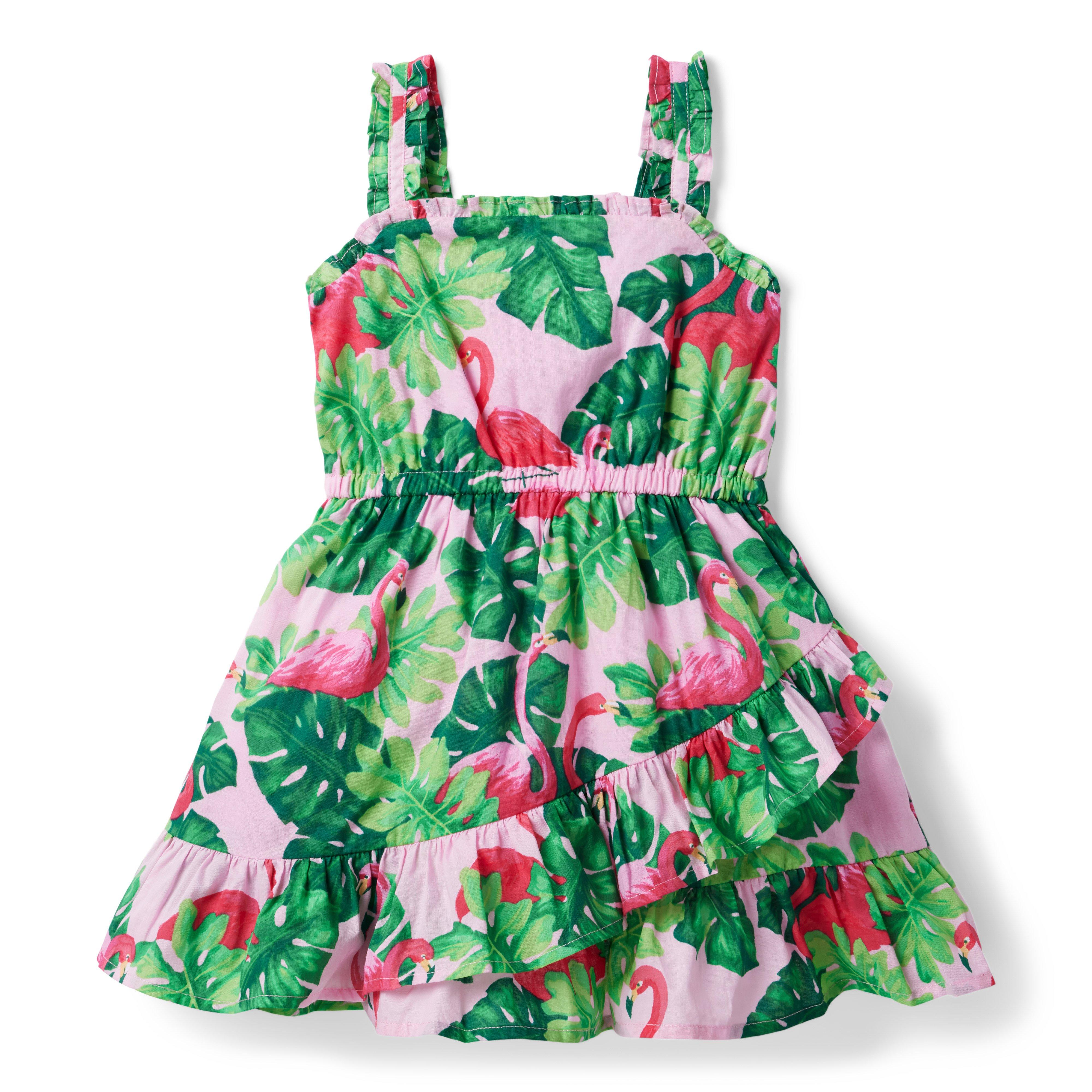 Tropical Flamingo Ruffle Sundress