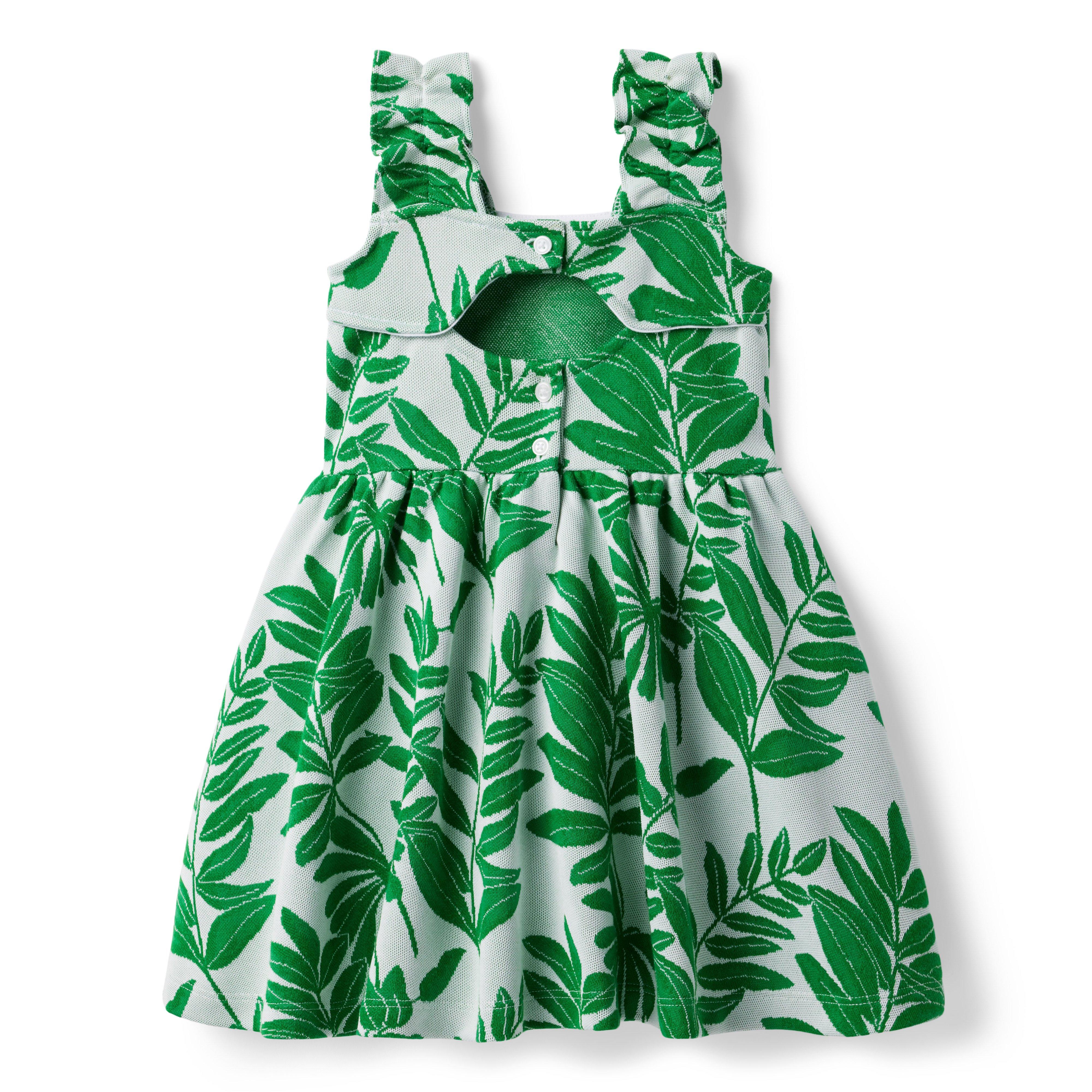Palm Leaf Jacquard Ruffle Strap Dress image number 1