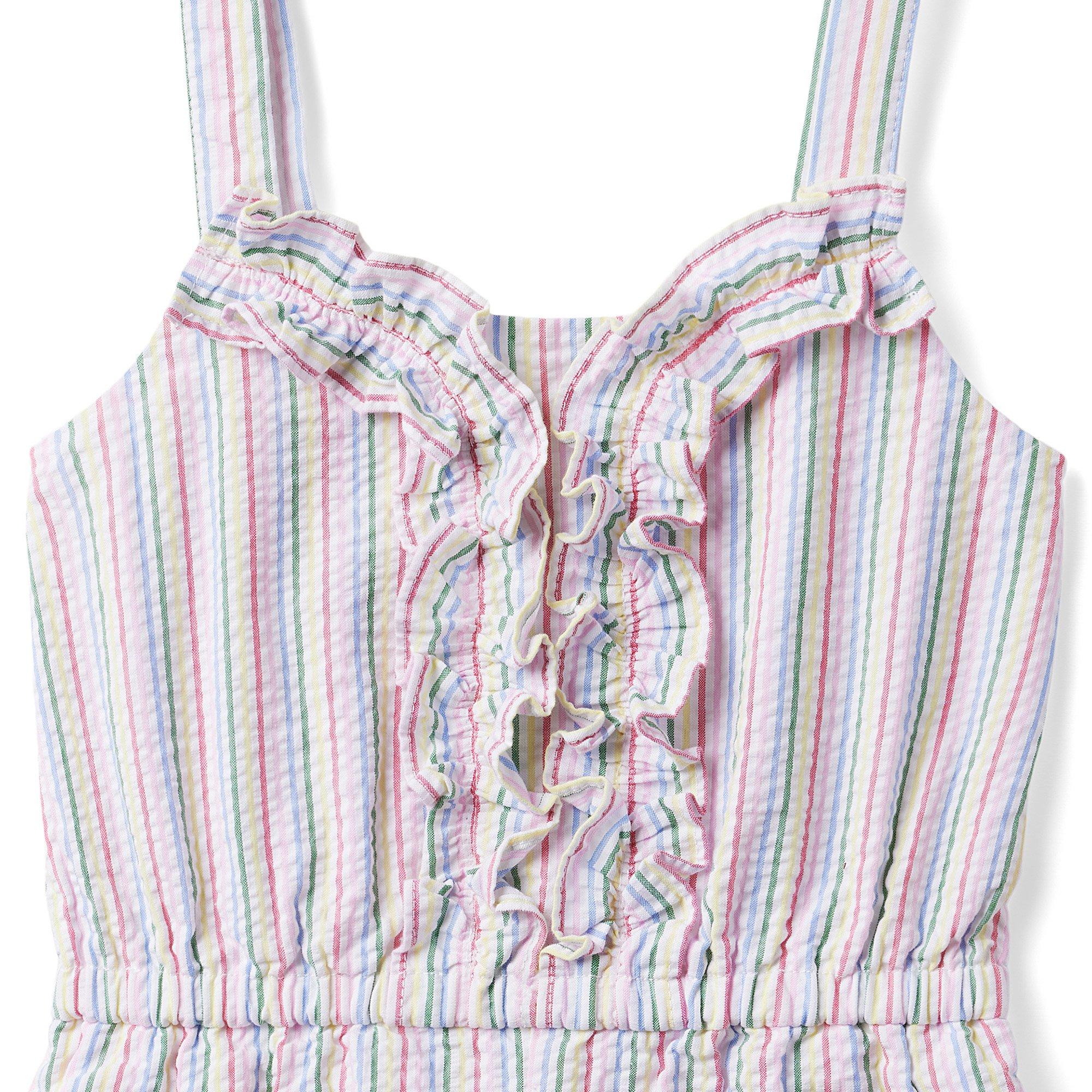 Rainbow Striped Seersucker Romper image number 2