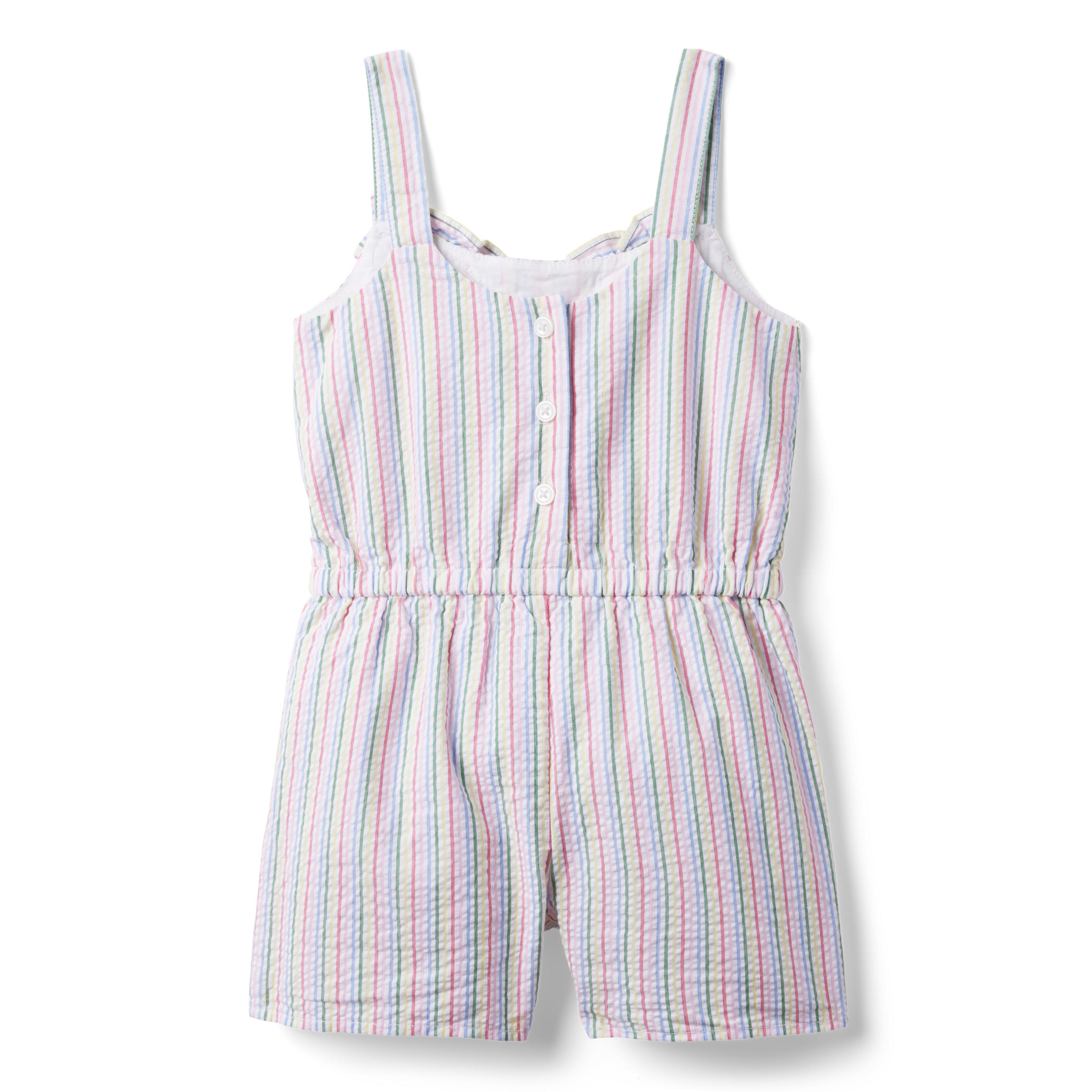 Rainbow Striped Seersucker Romper image number 1