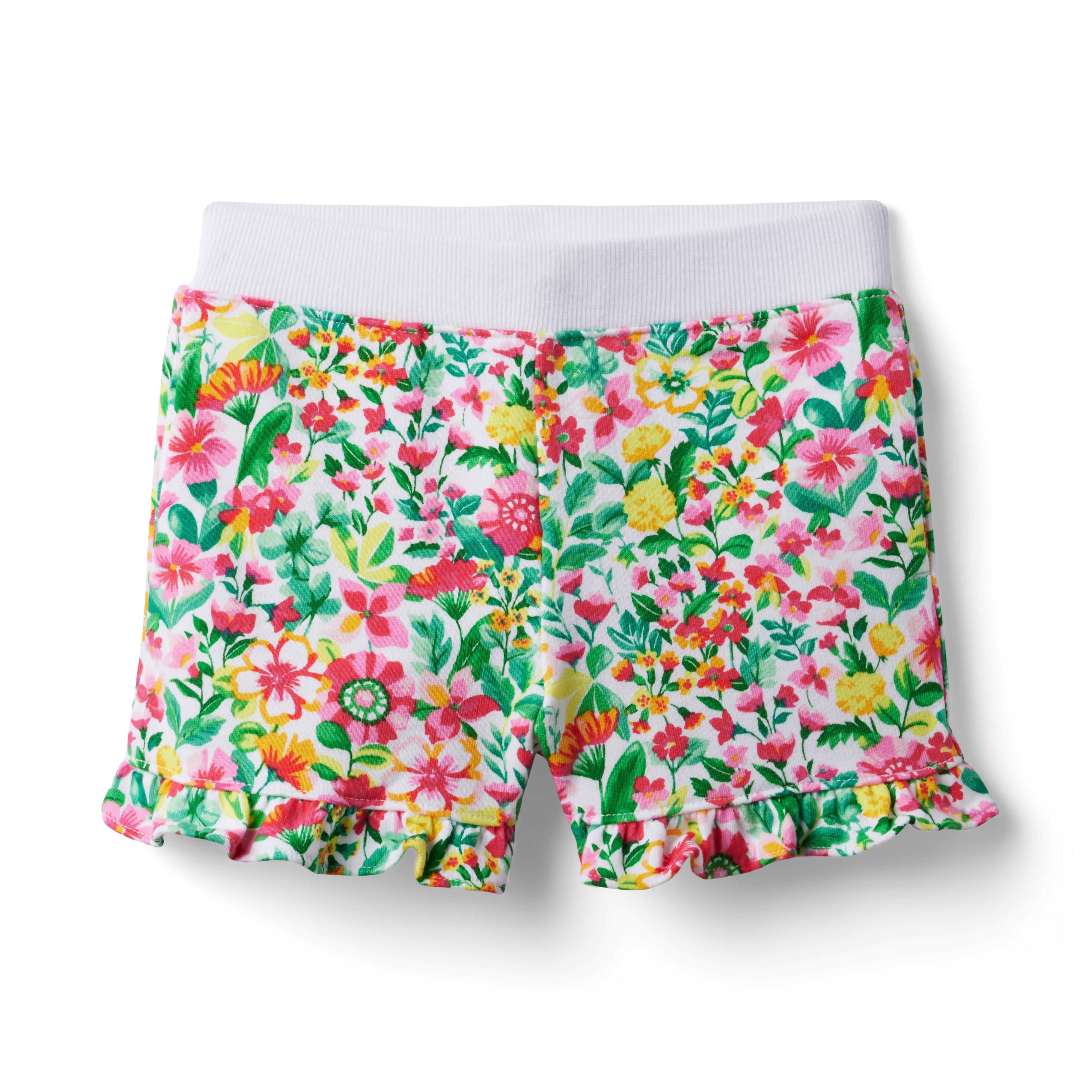 Floral Ruffle Hem French Terry Short