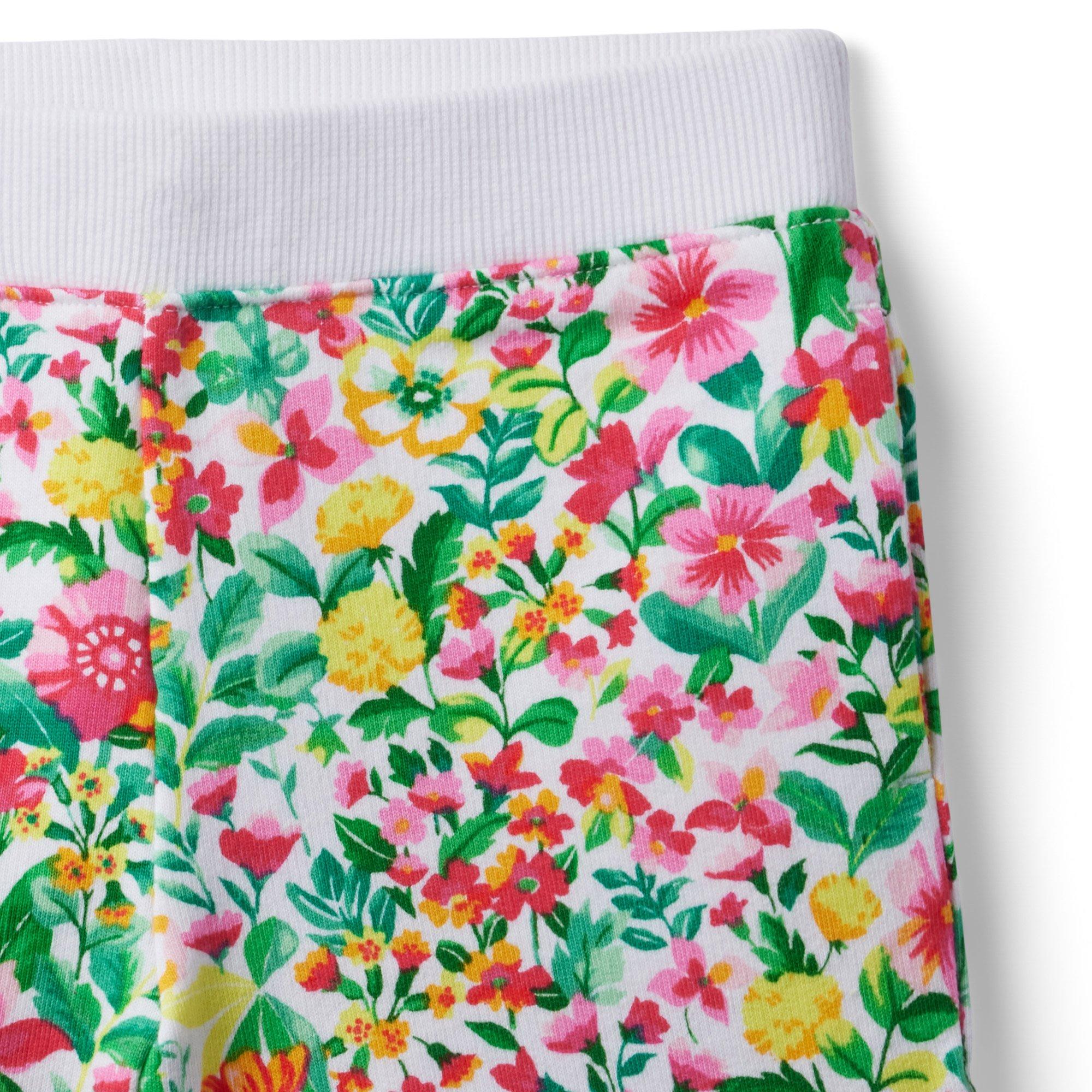 Floral Ruffle Hem French Terry Short image number 2