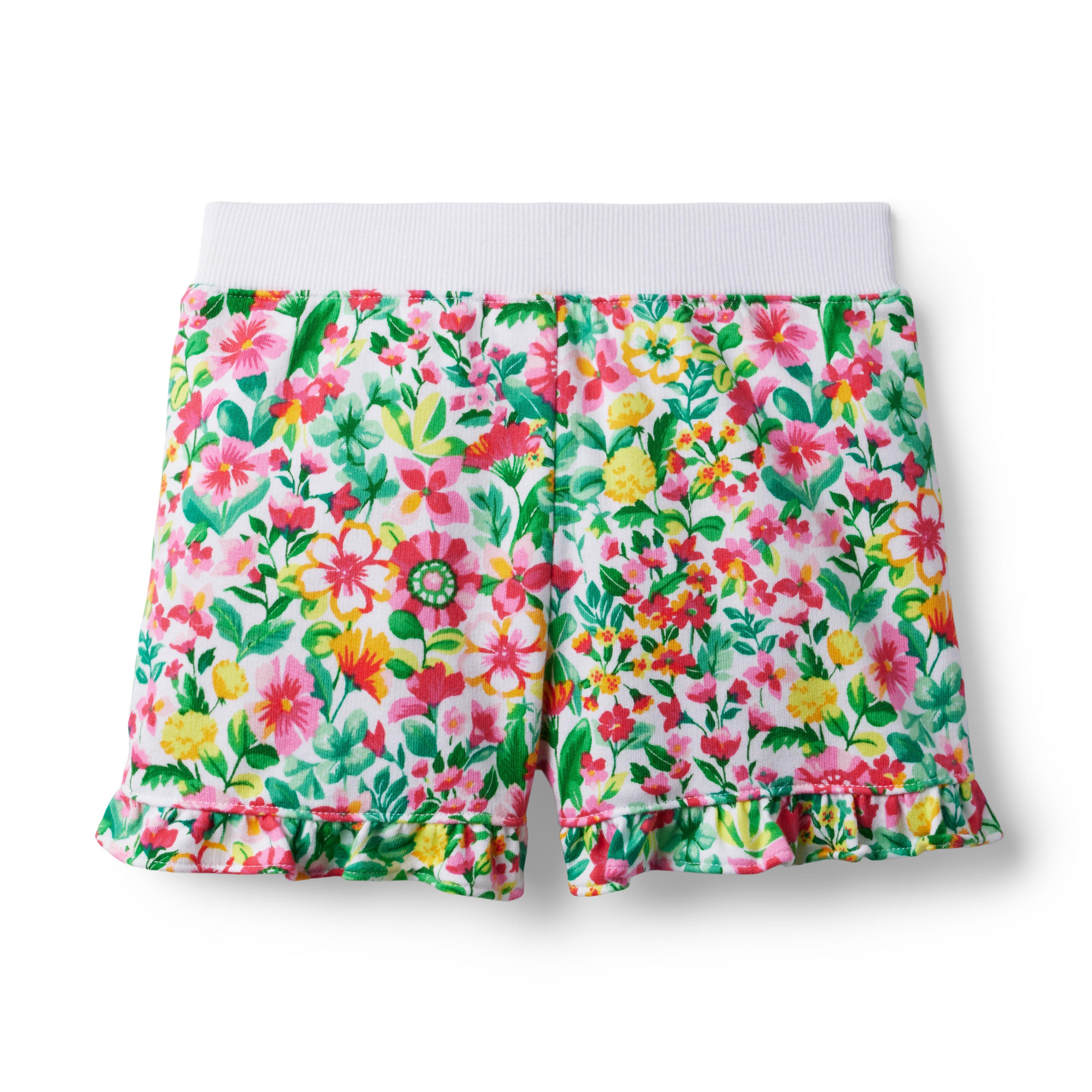 Floral Ruffle Hem French Terry Short image number 1