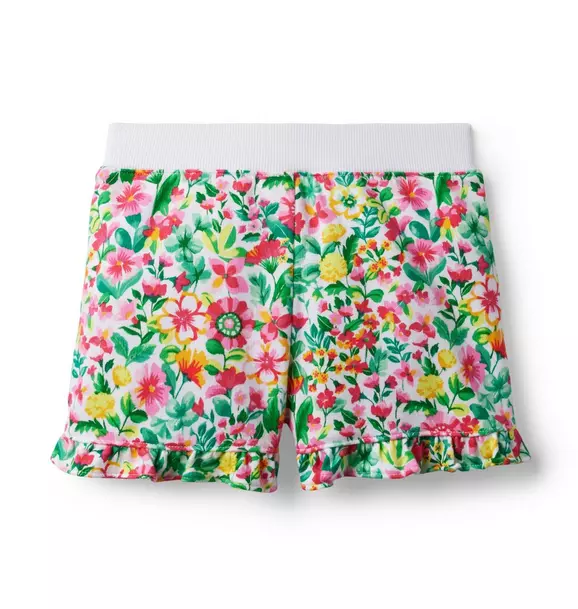 Floral Ruffle Hem French Terry Short image number 1